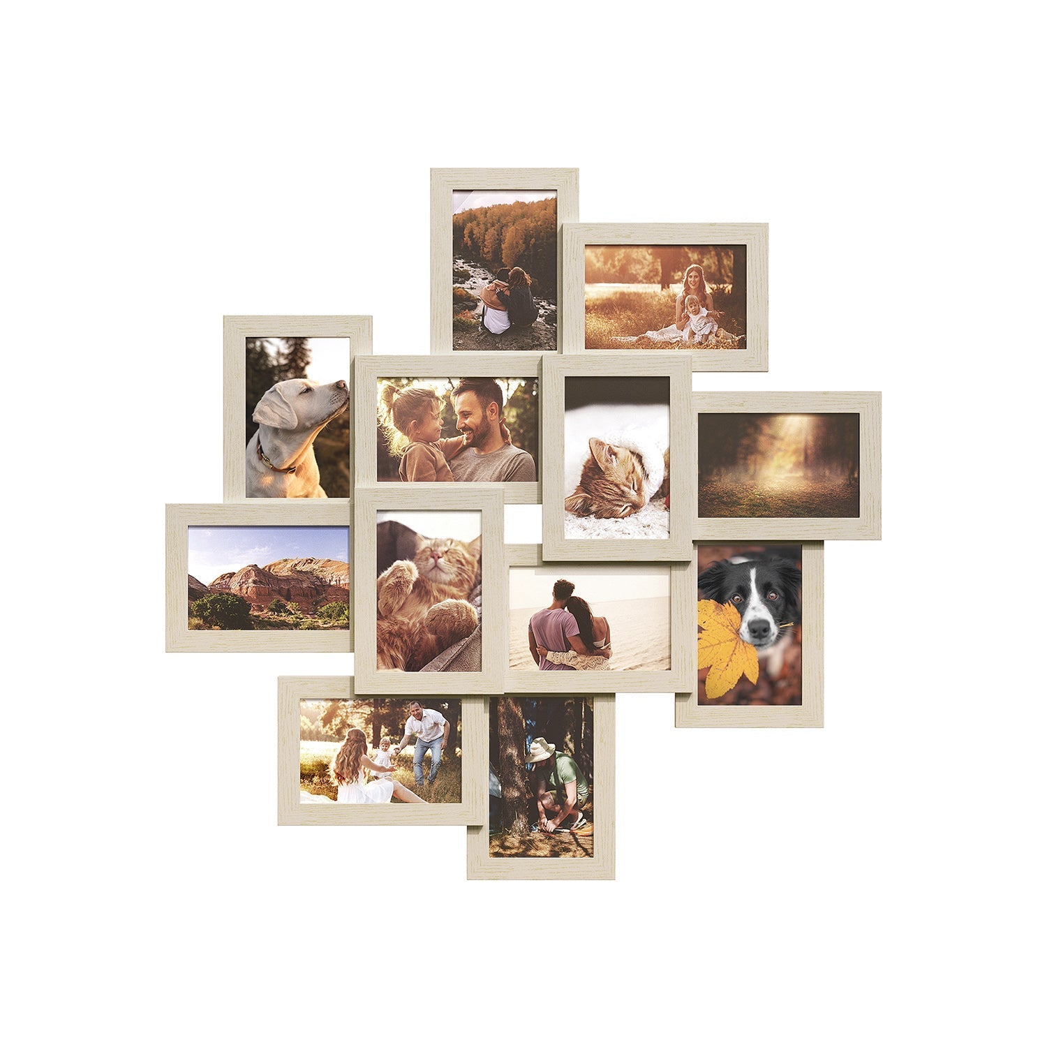 Picture Frame Collage - Holds 12 Photos - Clear Glass - Black