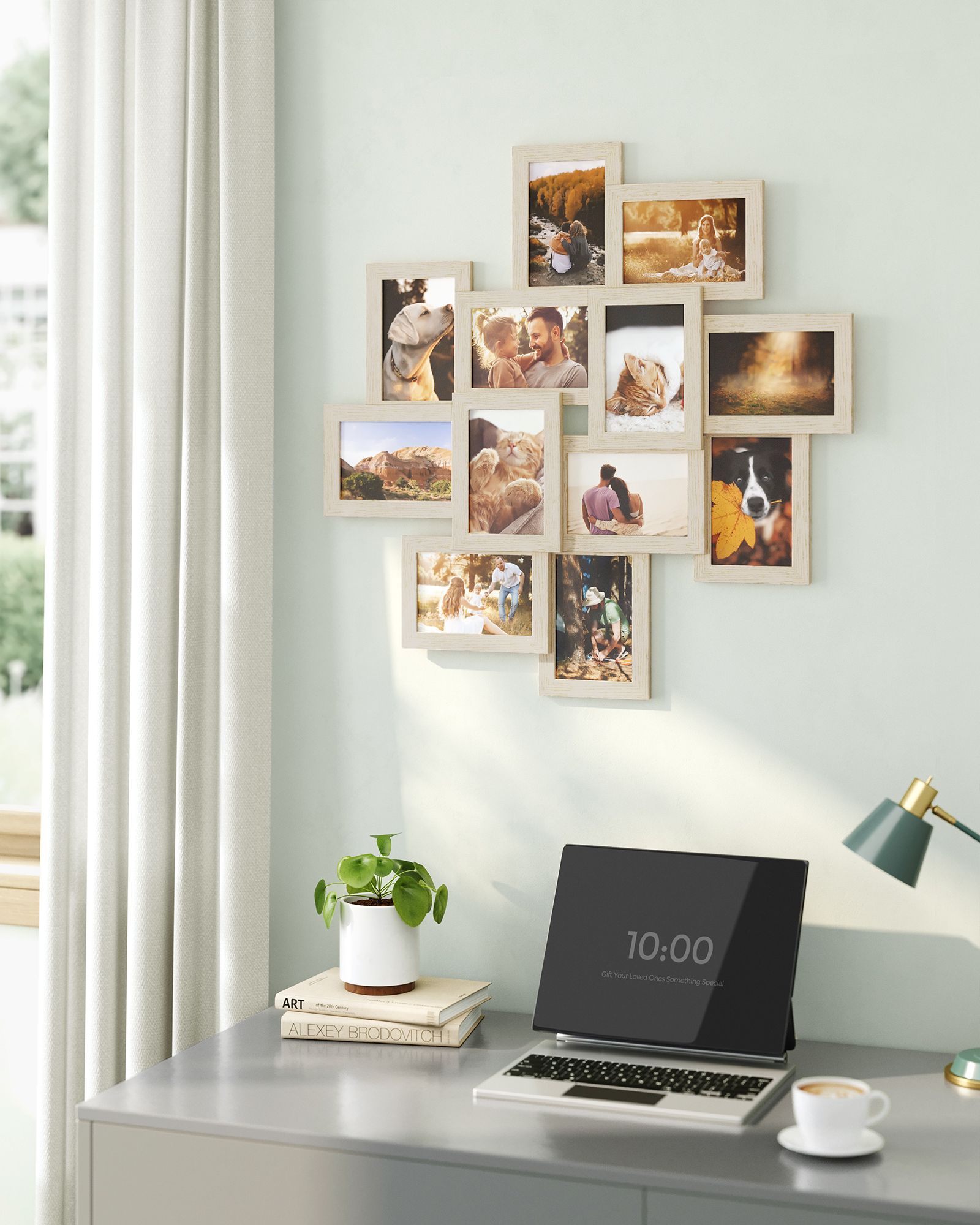 Picture Frame Collage - Holds 12 Photos - Clear Glass - Black