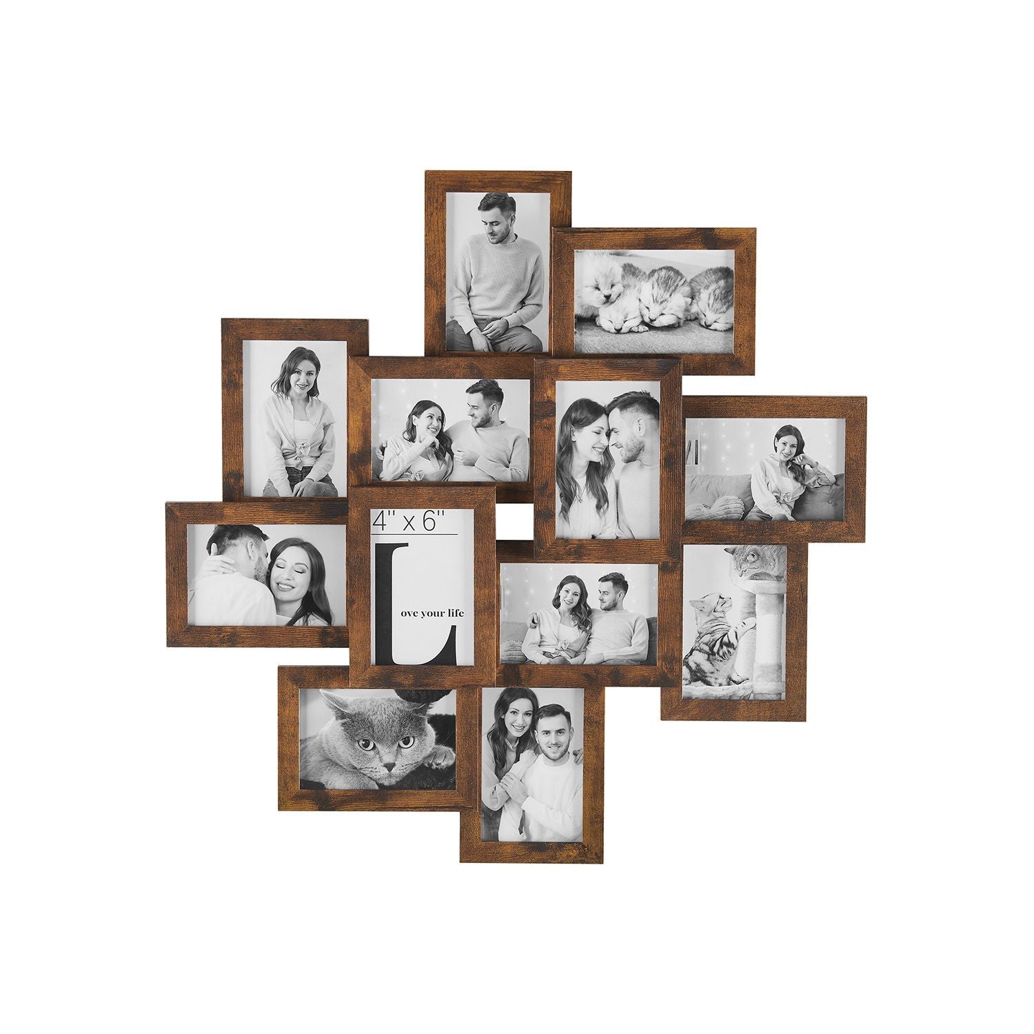 Wall Collage Picture Frames - For 12 Photos - Clear Glass - Assembly Required