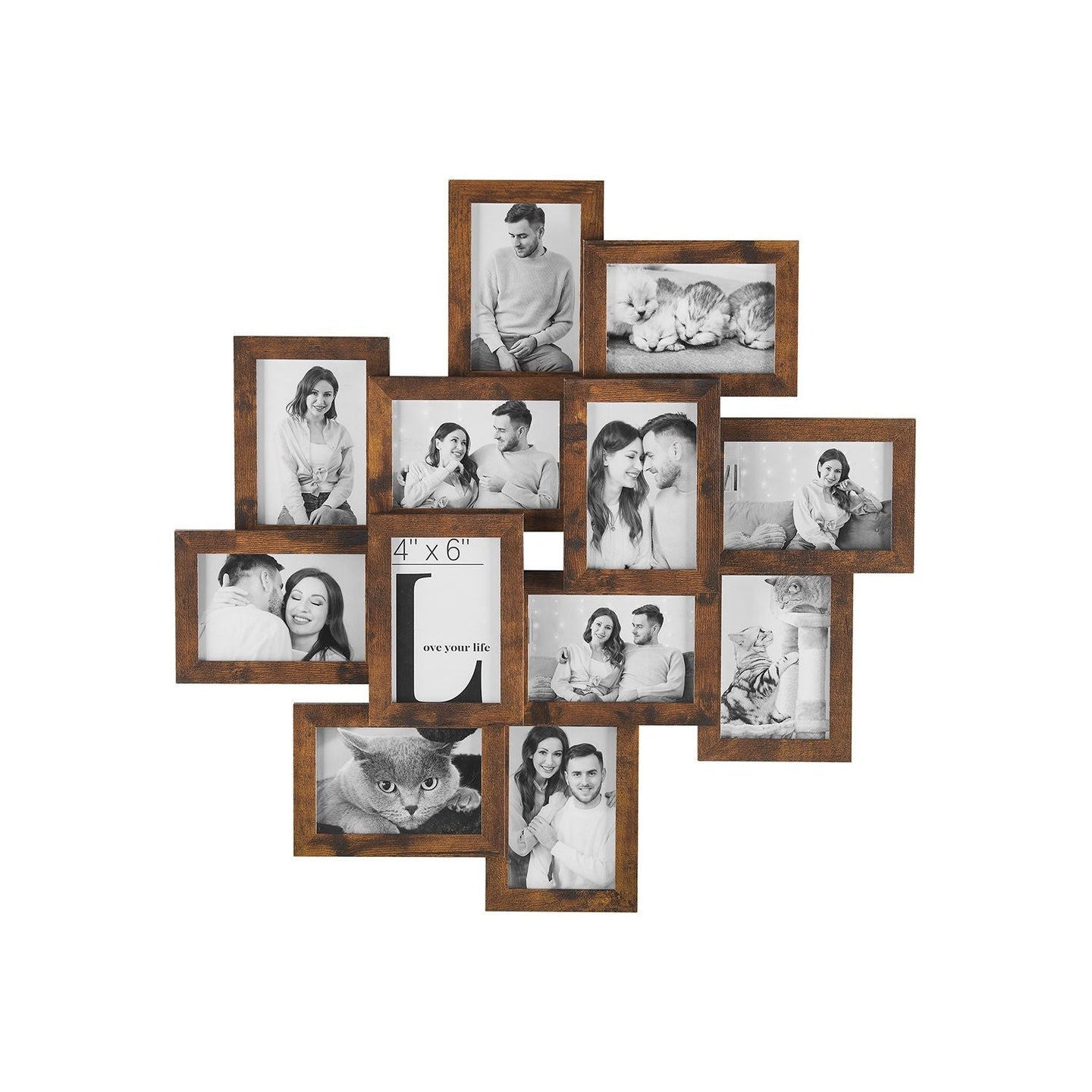 Wall Collage Picture Frames - For 12 Photos - Clear Glass - Assembly Required