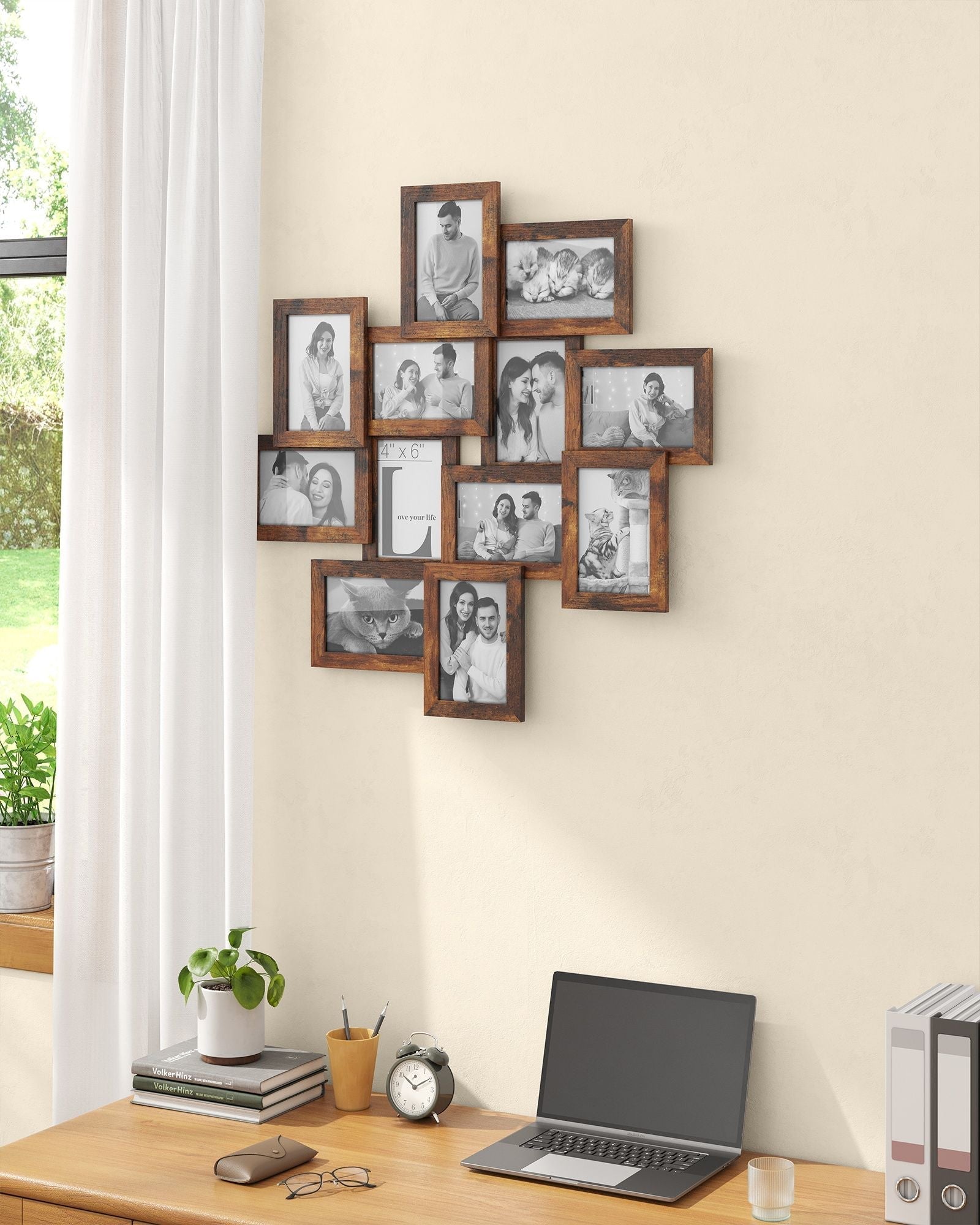 Wall Collage Picture Frames - For 12 Photos - Clear Glass - Assembly Required