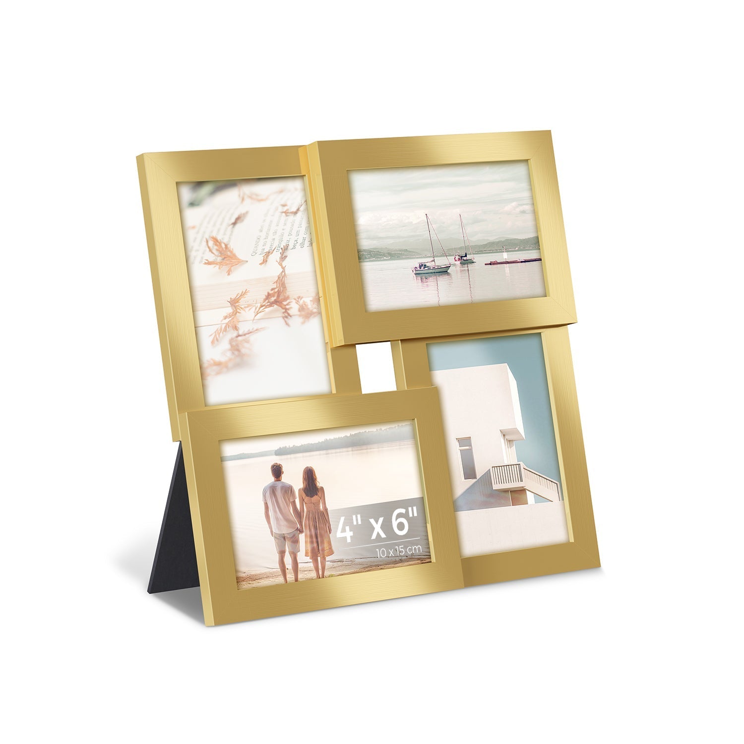 Collage Picture Frames - Wood Grain - Rustic Brown - Wall Mounted Display for 4x6 Photos
