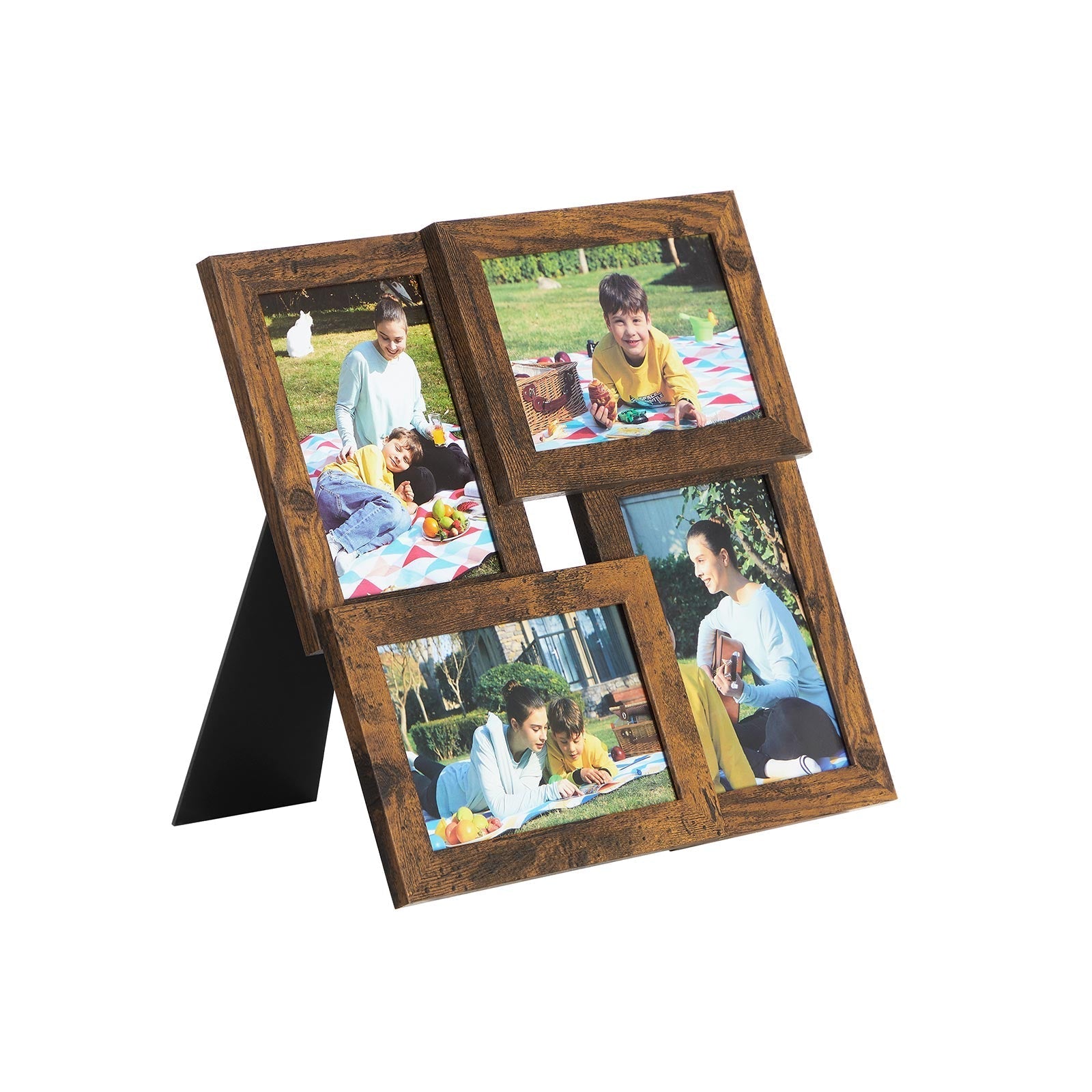 Collage Picture Frames - Wood Grain - Rustic Brown - Wall Mounted Display for 4x6 Photos