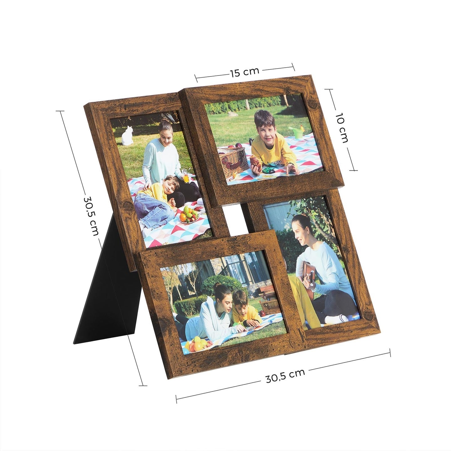 Collage Picture Frames - Wood Grain - Rustic Brown - Wall Mounted Display for 4x6 Photos