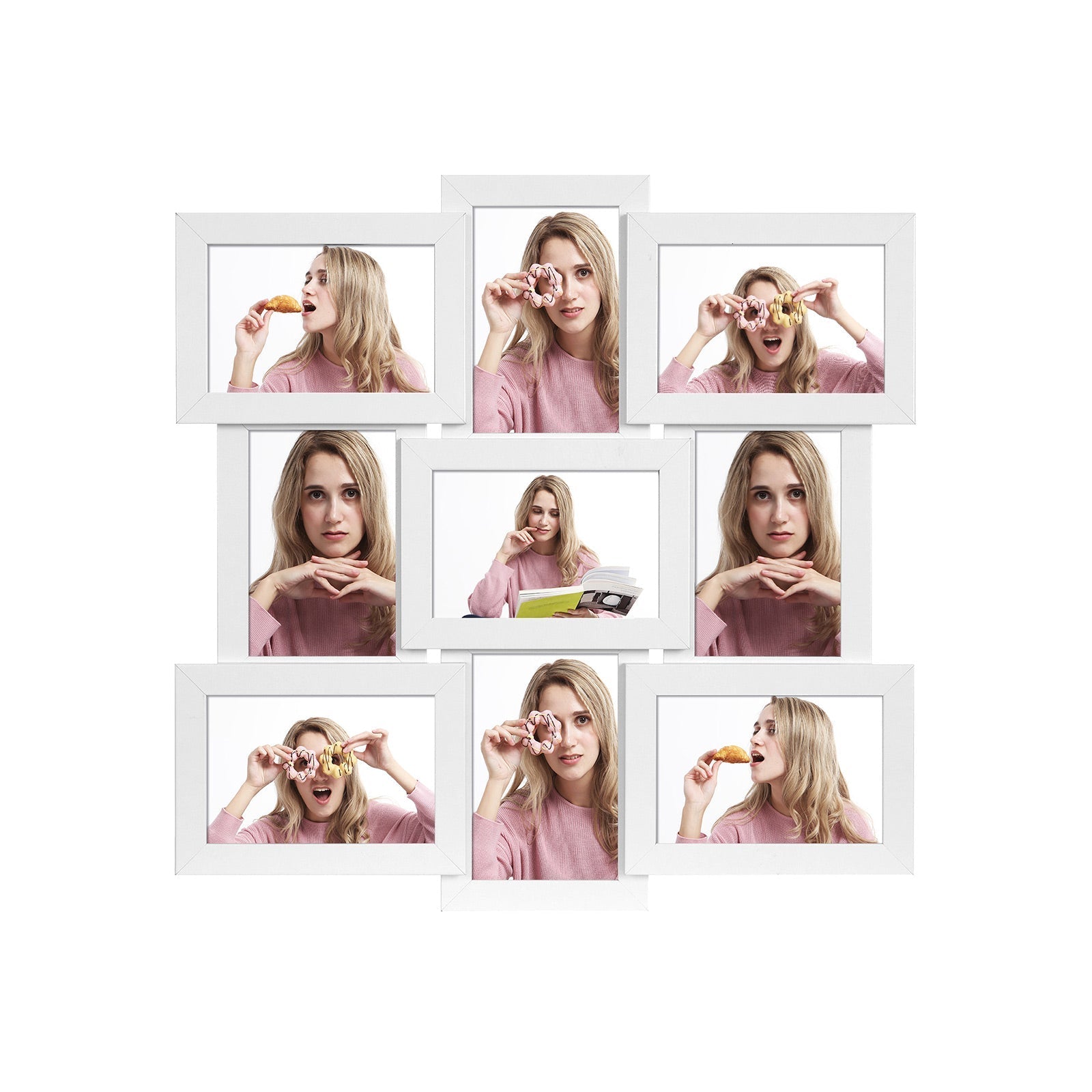 Picture Frame Collage - MDF - White - Holds 9 Photos (10 x 15 cm)