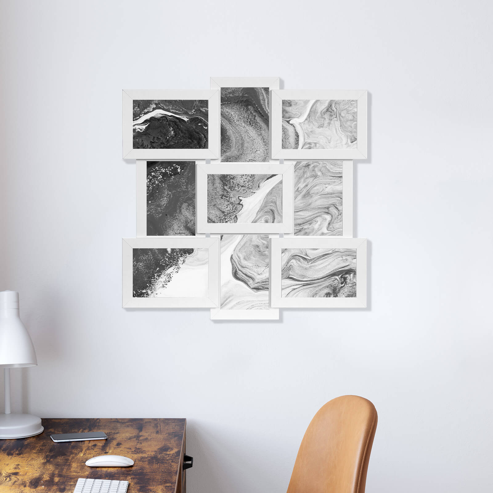 Picture Frame Collage - MDF - White - Holds 9 Photos (10 x 15 cm)