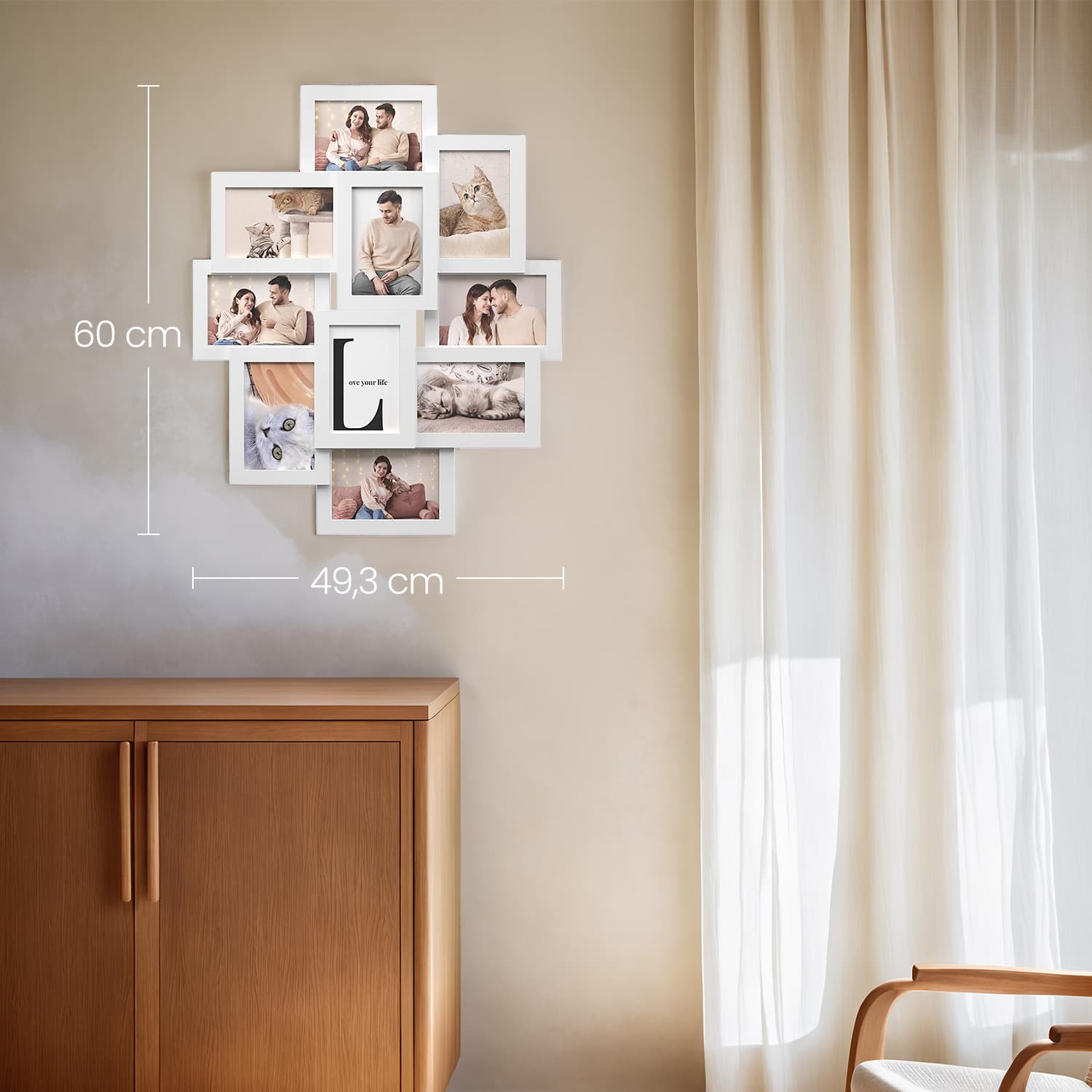 Collage Picture Frame - MDF - Cloud White - 10-Opening for Wall Decor