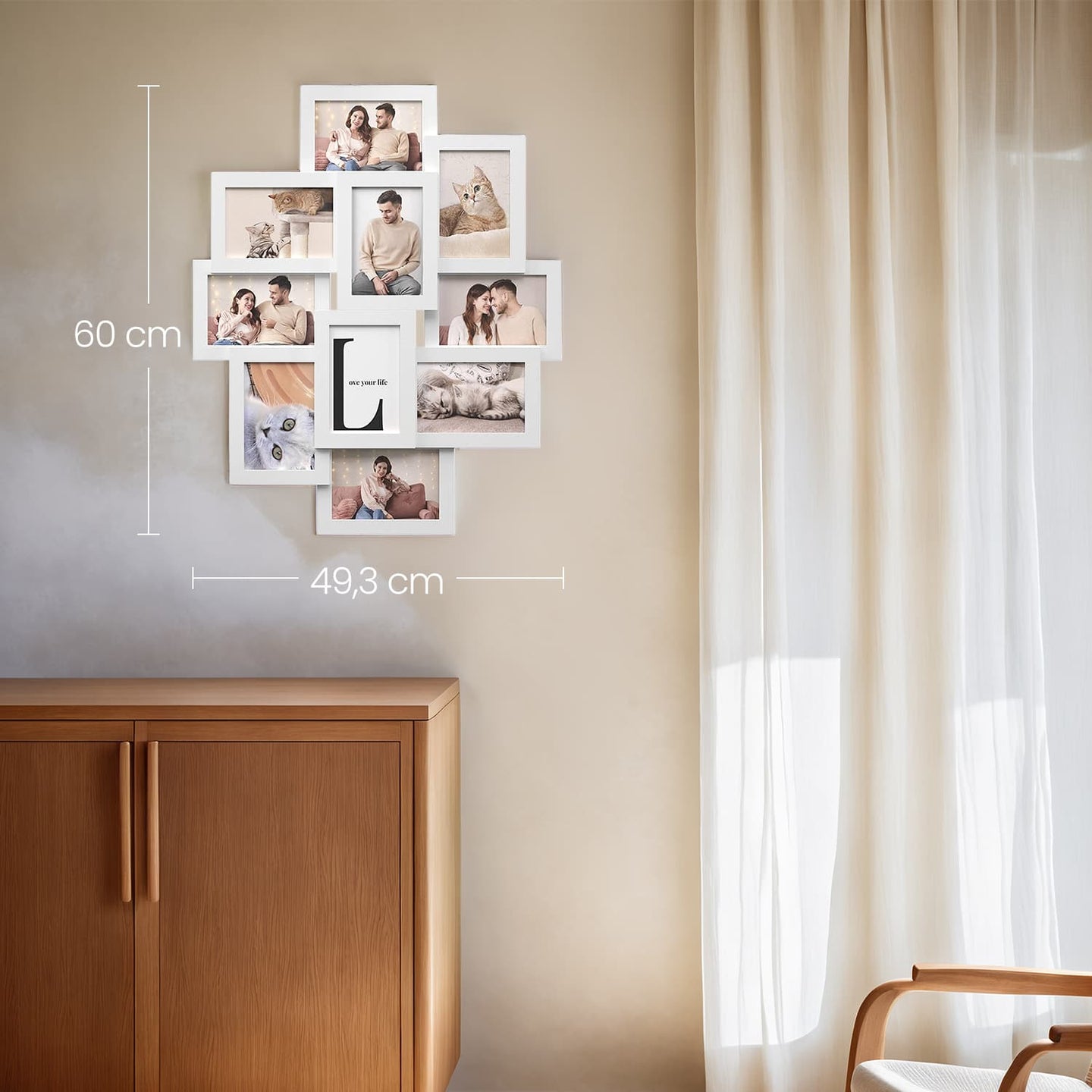 Collage Picture Frame - MDF - Cloud White - 10-Opening for Wall Decor