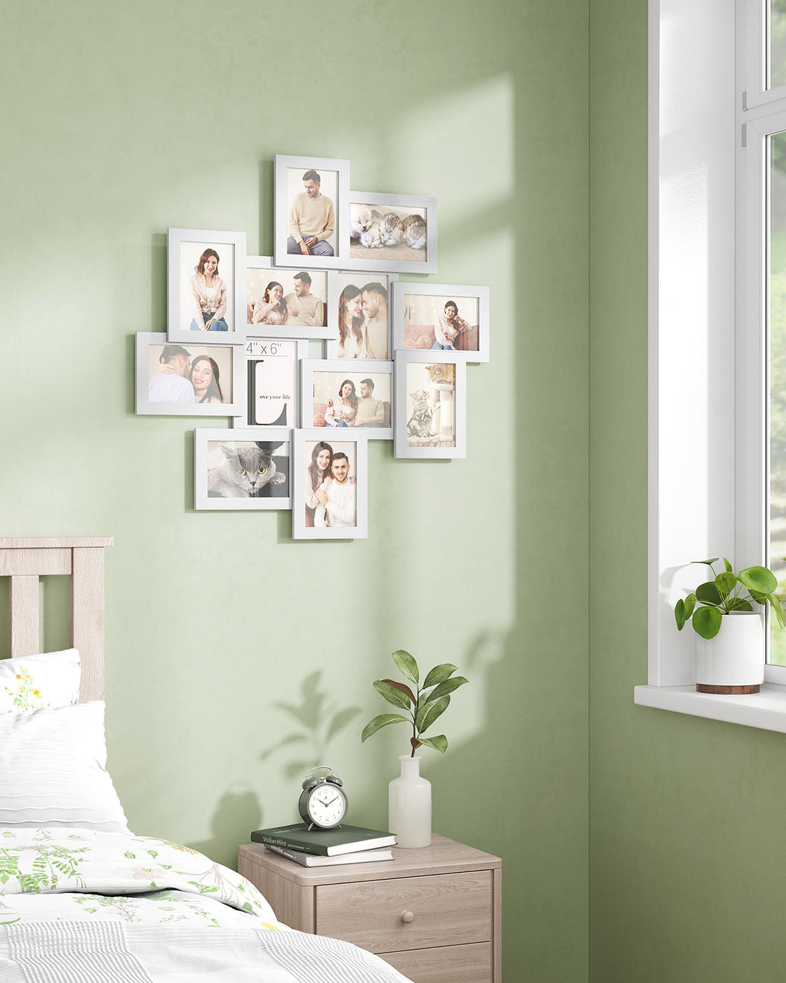 Collage Photo Frame - Glass - Cloud White - 12 Openings for 4x6 Photos