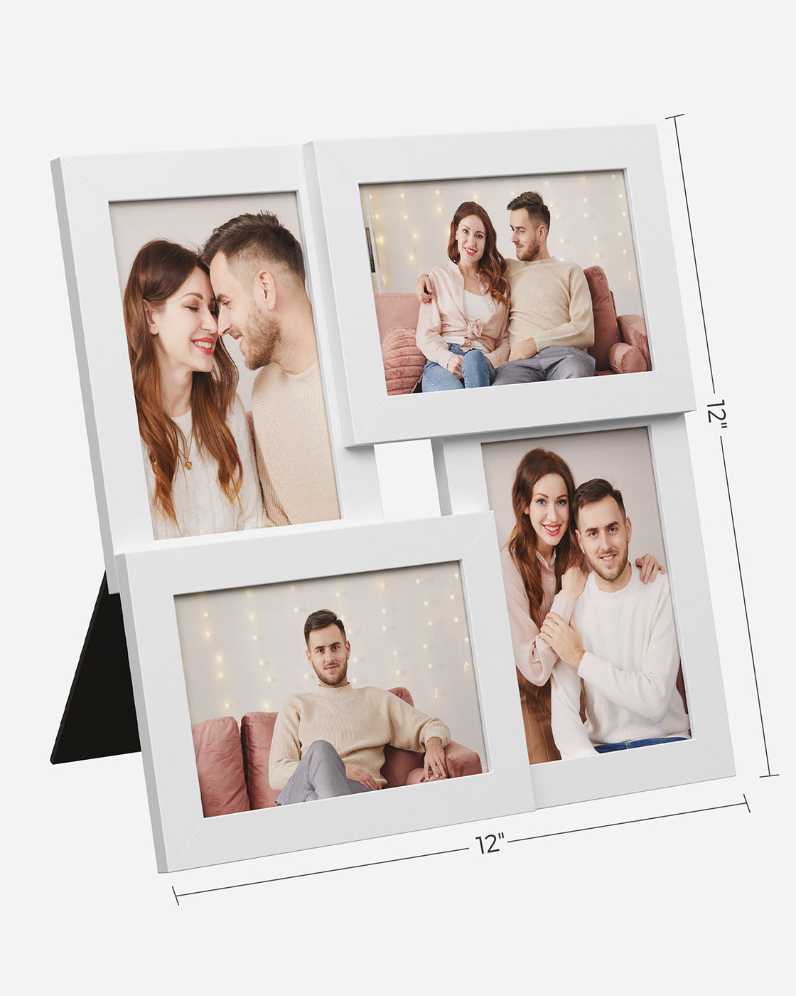 Picture Frame Set - Wood Grain - Black - Wall Mounted Collage for 4 Photos (4" x 6")