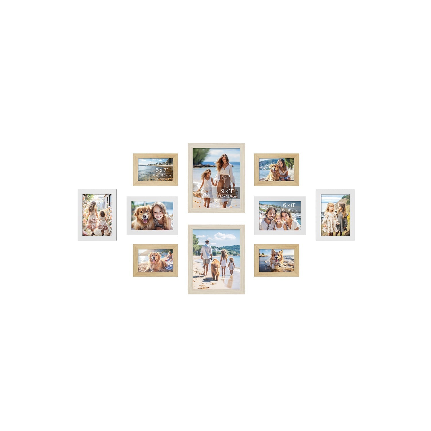 Set of 10 Picture Frames - Plastic - Black - Multiple Sizes for Versatile Display