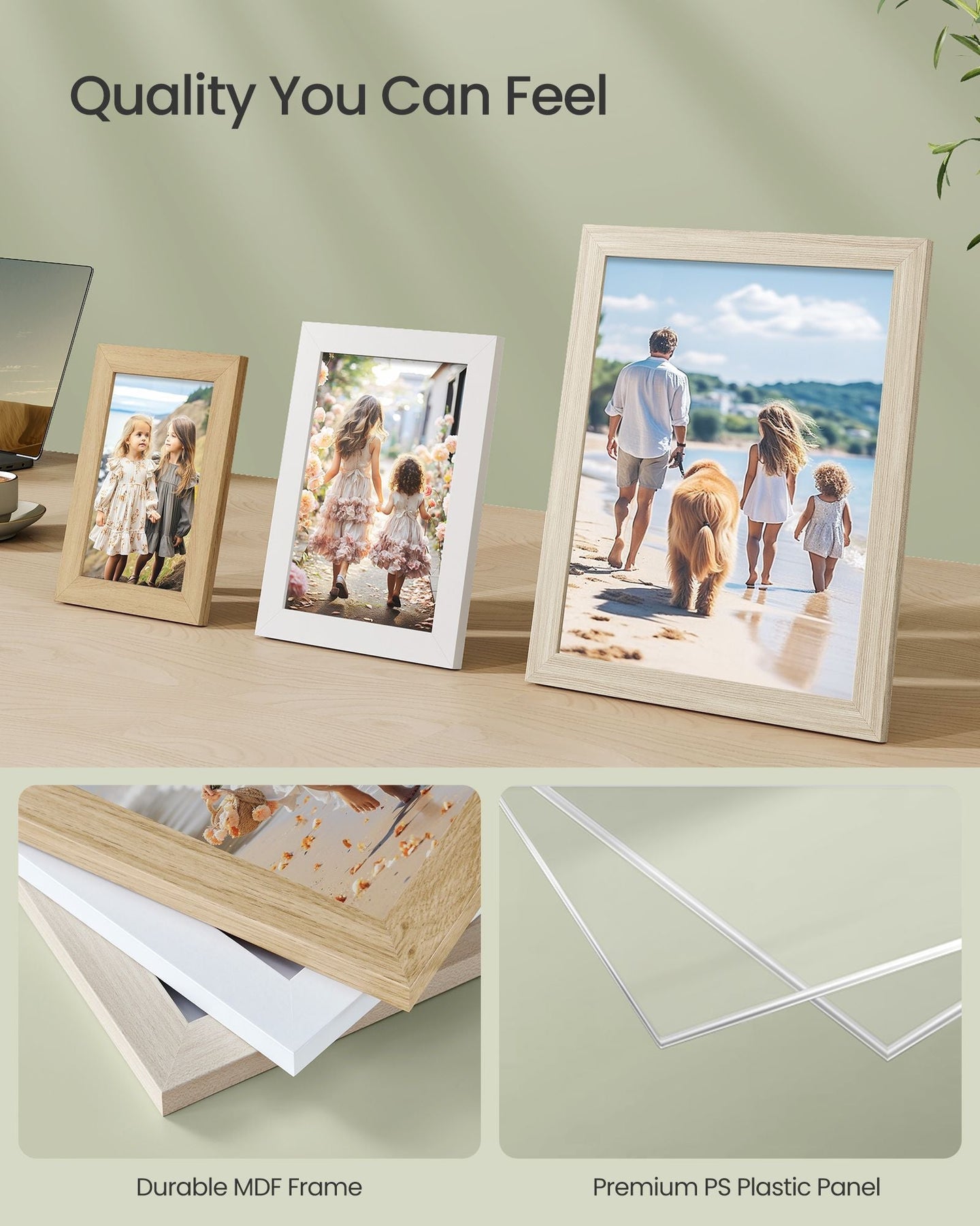 Set of 10 Picture Frames - Plastic - Black - Multiple Sizes for Versatile Display