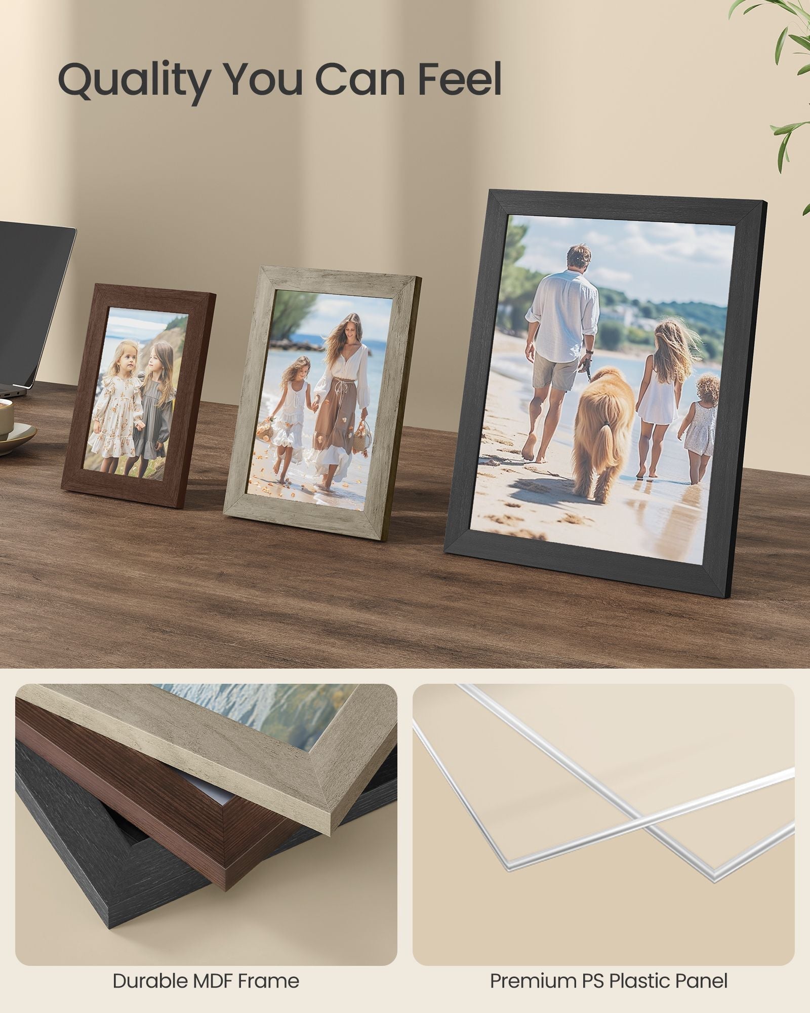 Picture Frame Set - RPF310H - Maroon Brown Heather Greige Ash Black - Set of 10 Various Sizes
