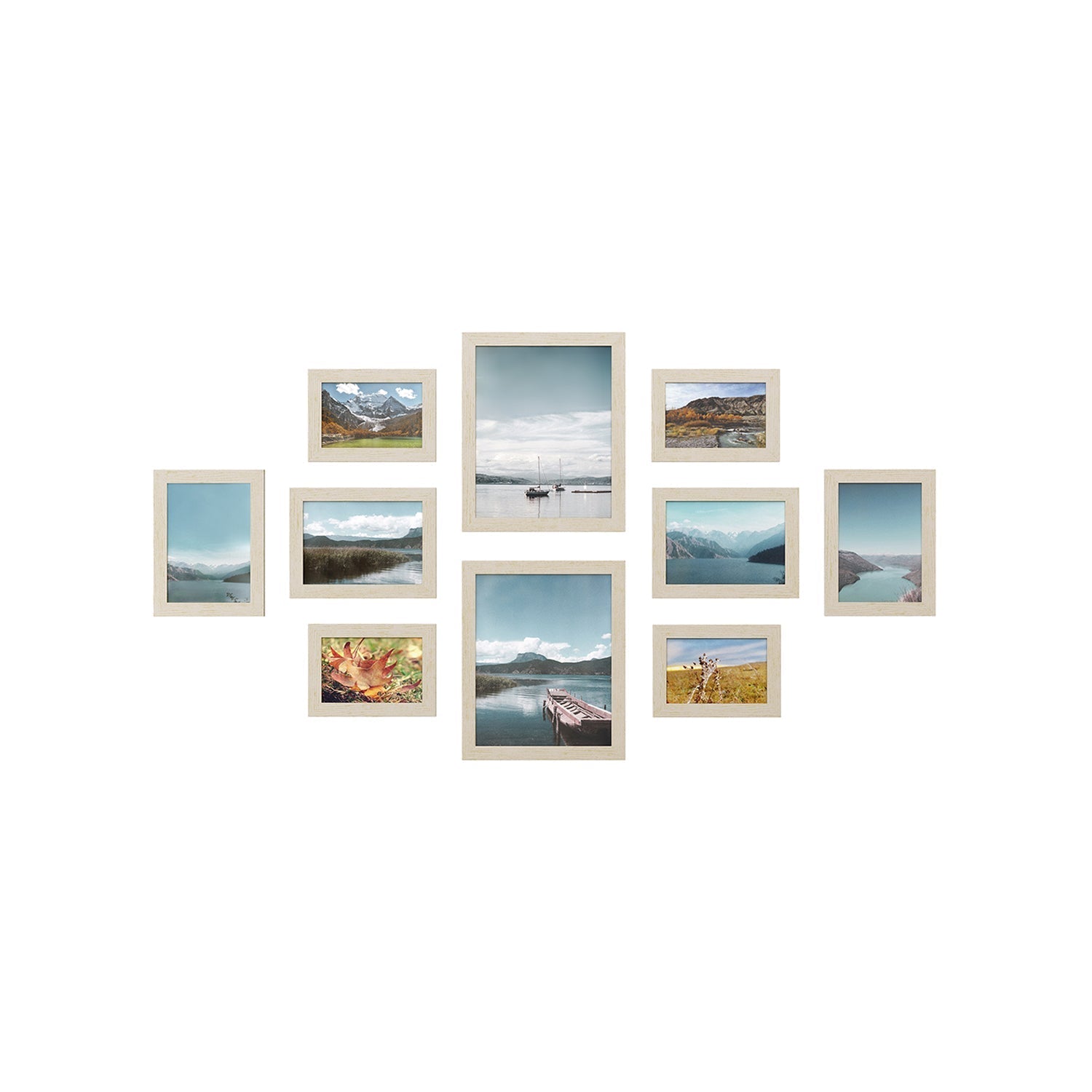 Set of 10 Photo Frames - Plastic - Black - Assorted Sizes