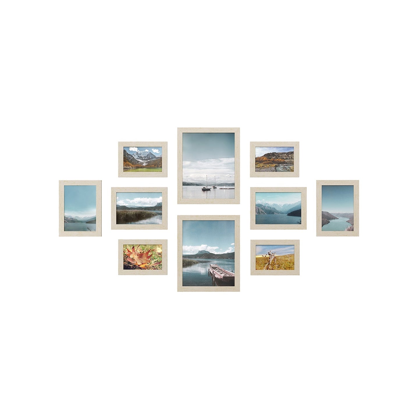 Set of 10 Photo Frames - Plastic - Black - Assorted Sizes
