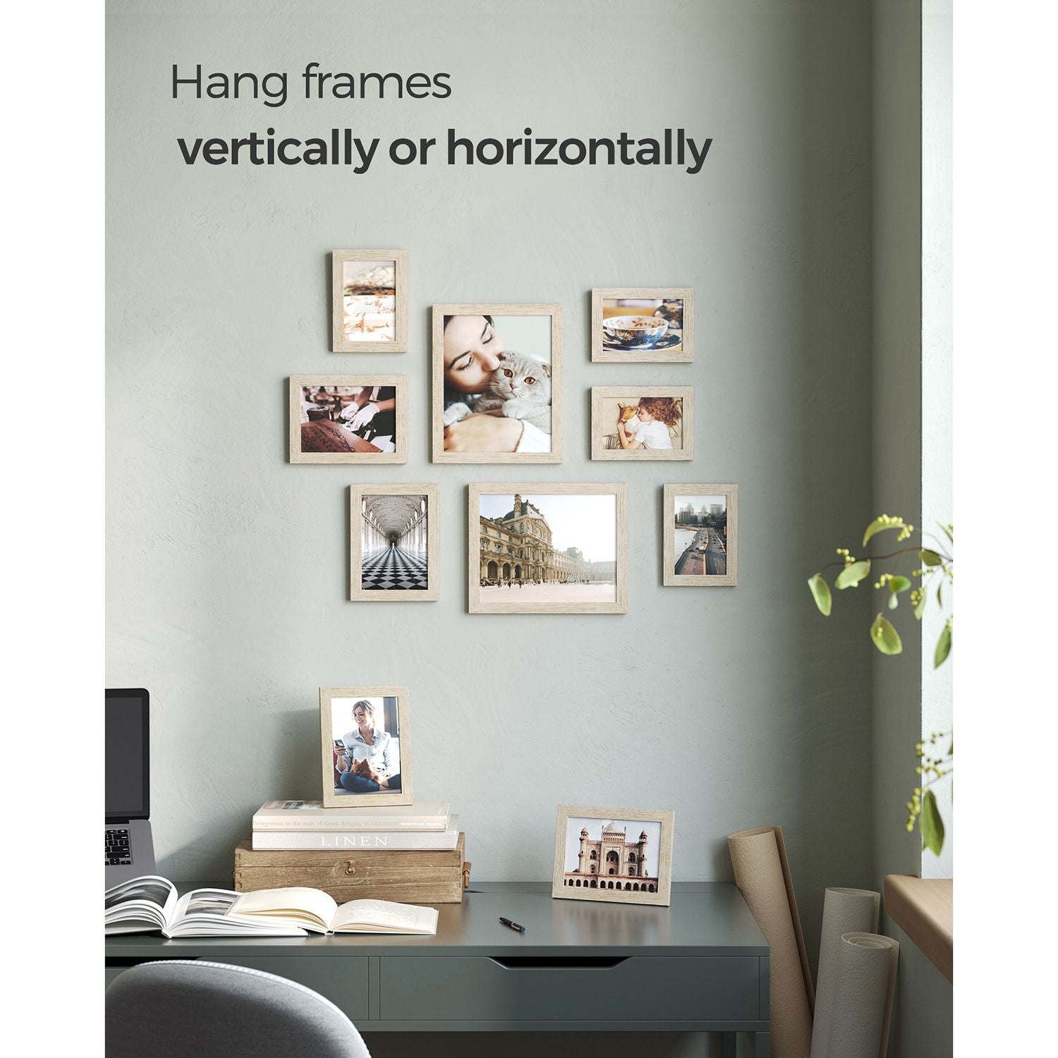 Set of 10 Photo Frames - Plastic - Black - Assorted Sizes