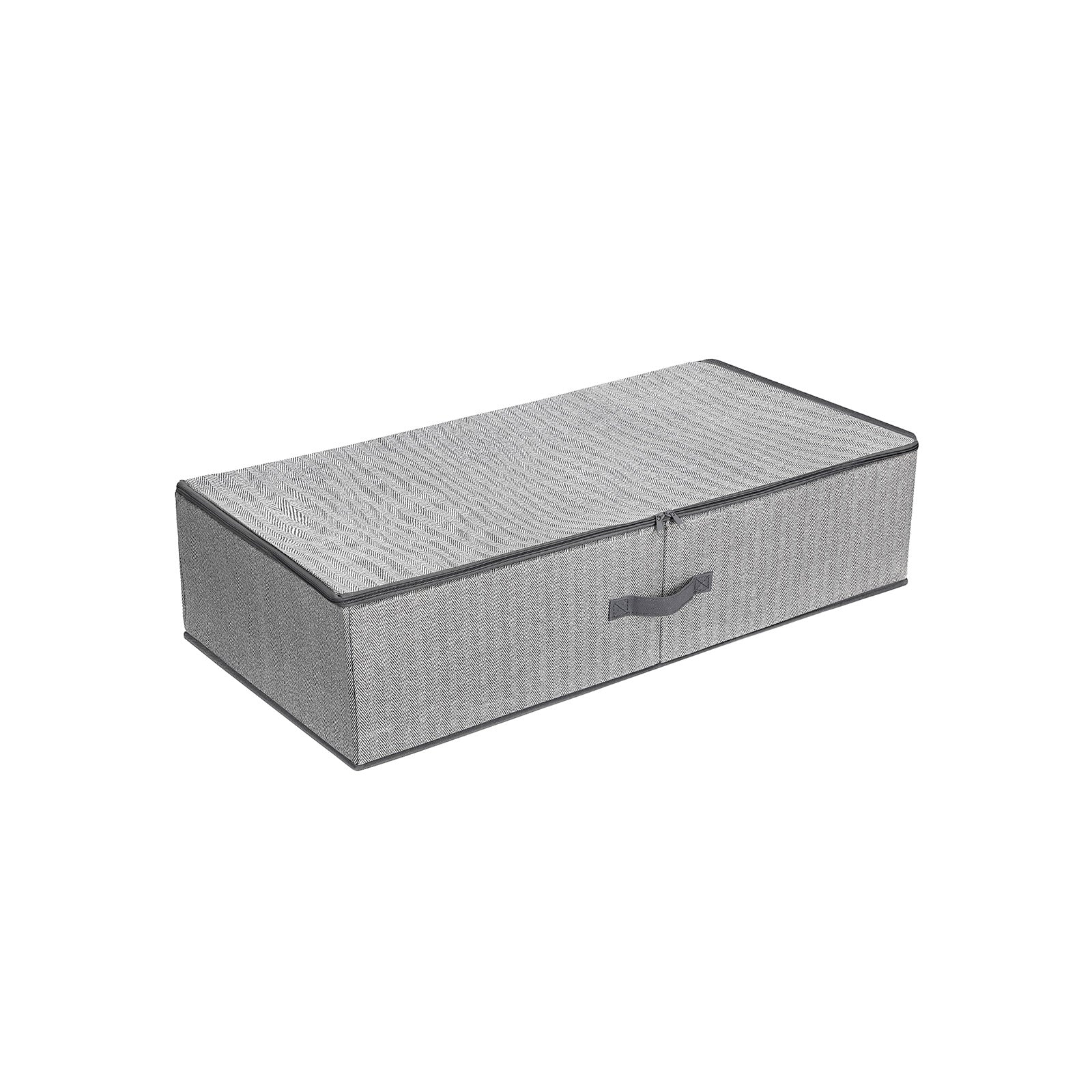 Foldable Underbed Storage Bag - Fabric - Grey - Adjustable Divider for Clothes and Bedding