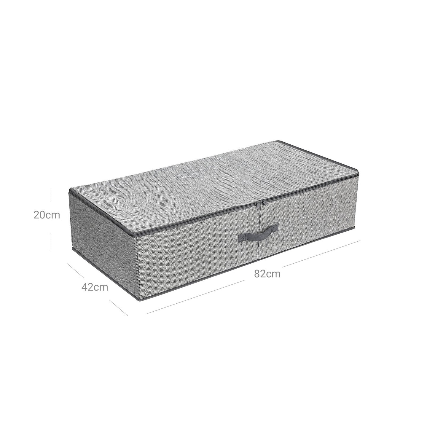 Foldable Underbed Storage Bag - Fabric - Grey - Adjustable Divider for Clothes and Bedding