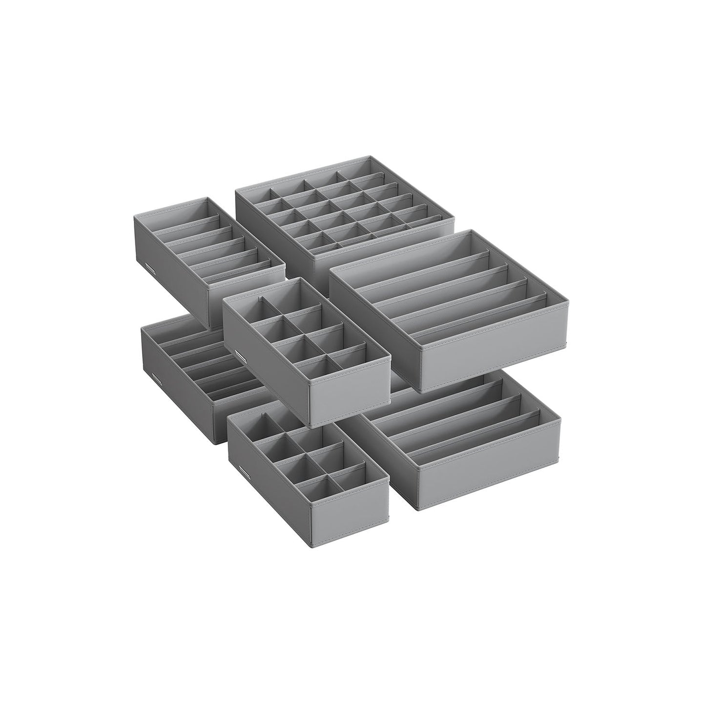 Foldable Underwear Organizer - Fabric - Dove Grey - Set of 8 with Drawer Dividers
