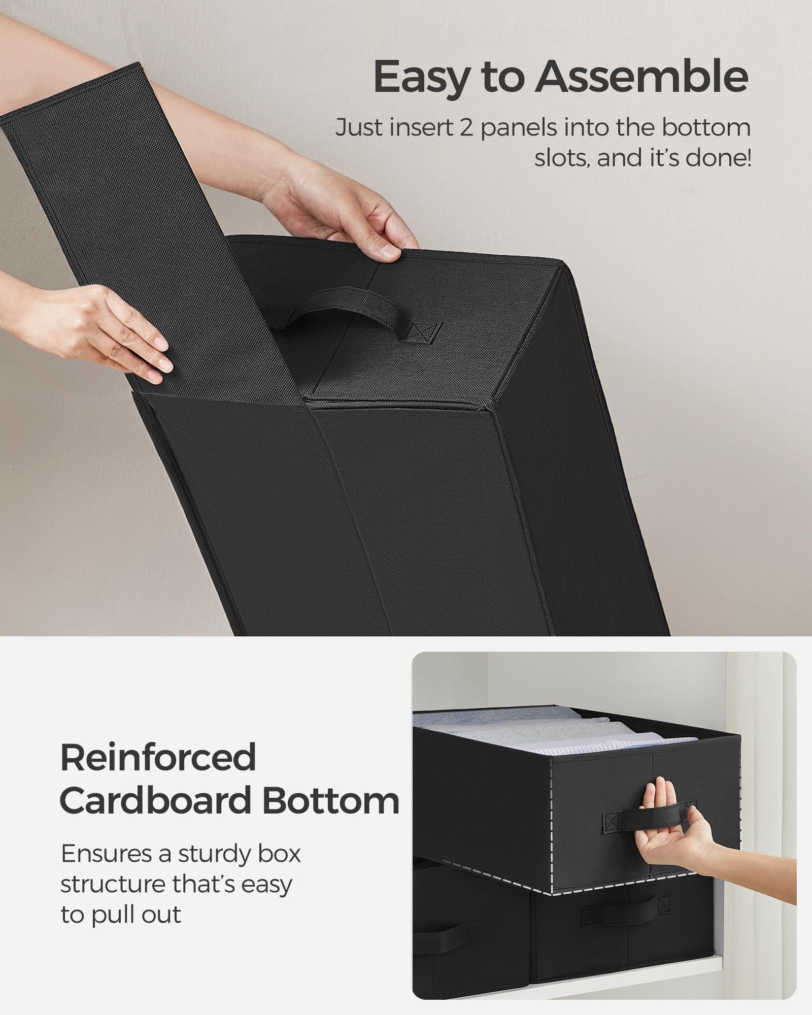Drawer Organiser Set - Fabric - Classic Black - Set of 4