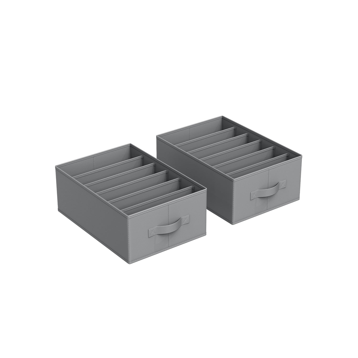 Drawer Organisers - Fabric - Dove Grey - Set of 2 with 6 Compartments