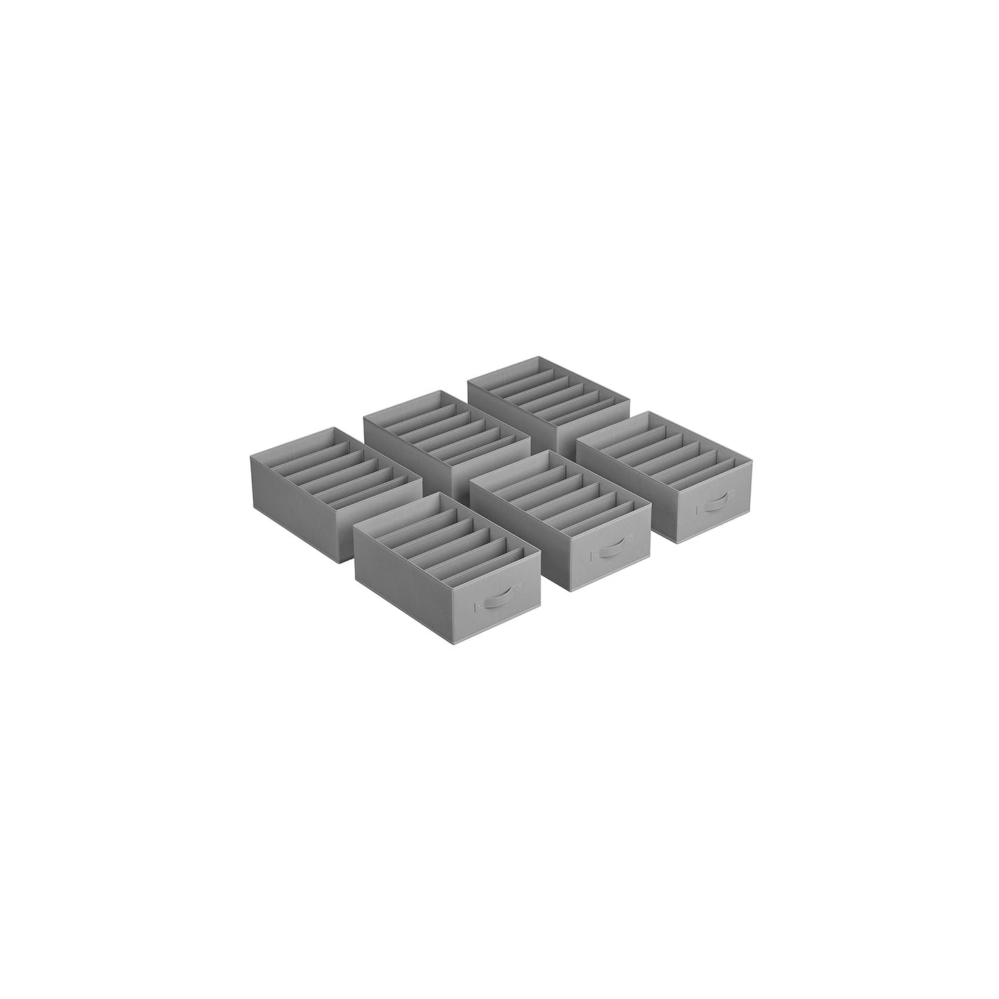 Set of 2 Drawer Organisers - 6 Compartments - Fabric - Dove Grey