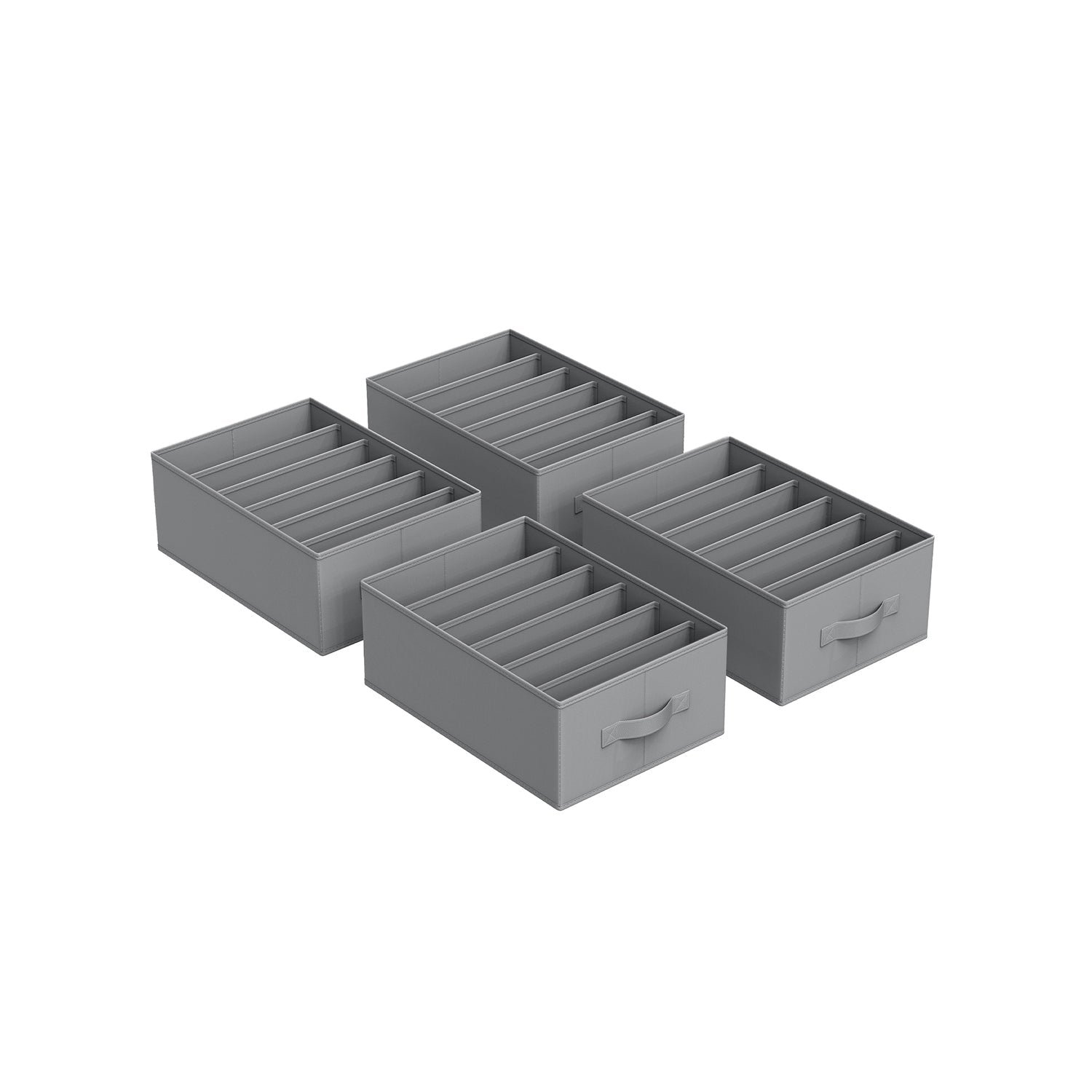 Drawer Organisers - Set of 4, 6-Compartment - Fabric - Dove Grey - Foldable Design for Convenience