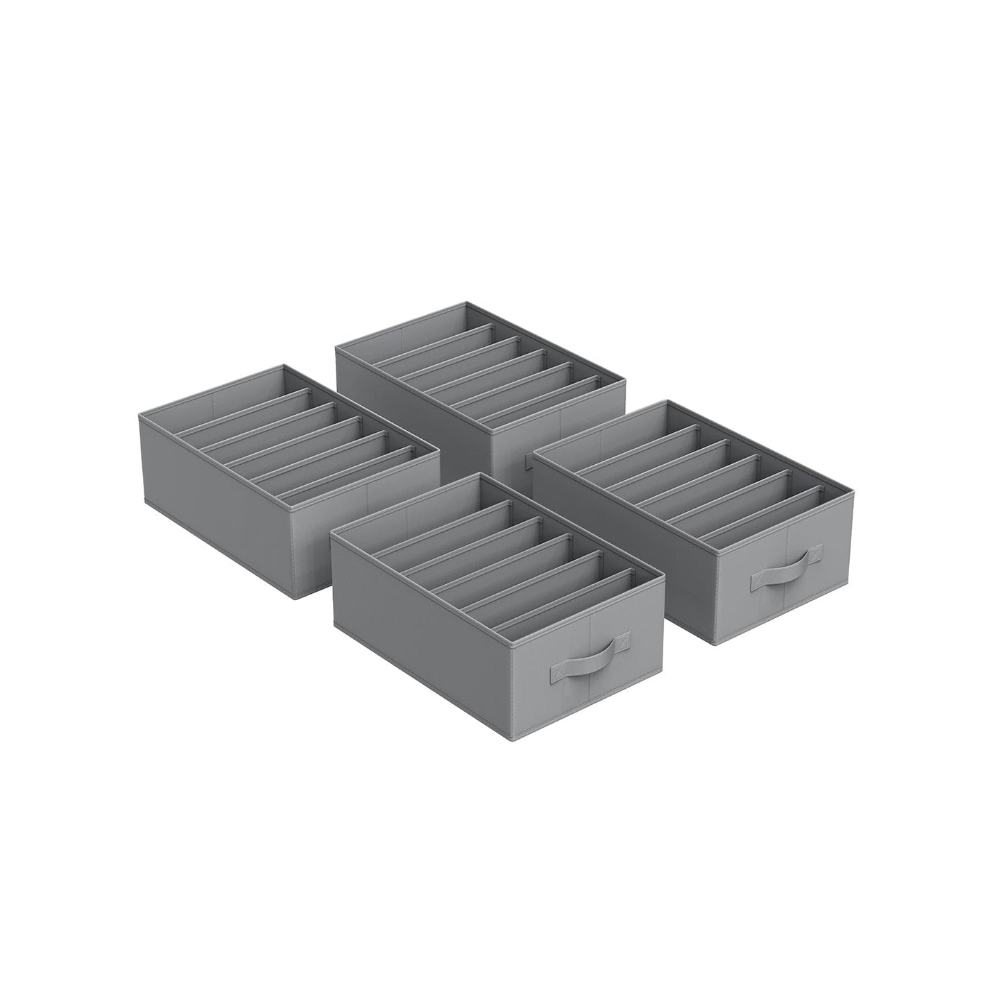 Drawer Organisers - Set of 4, 6-Compartment - Fabric - Dove Grey - Foldable Design for Convenience