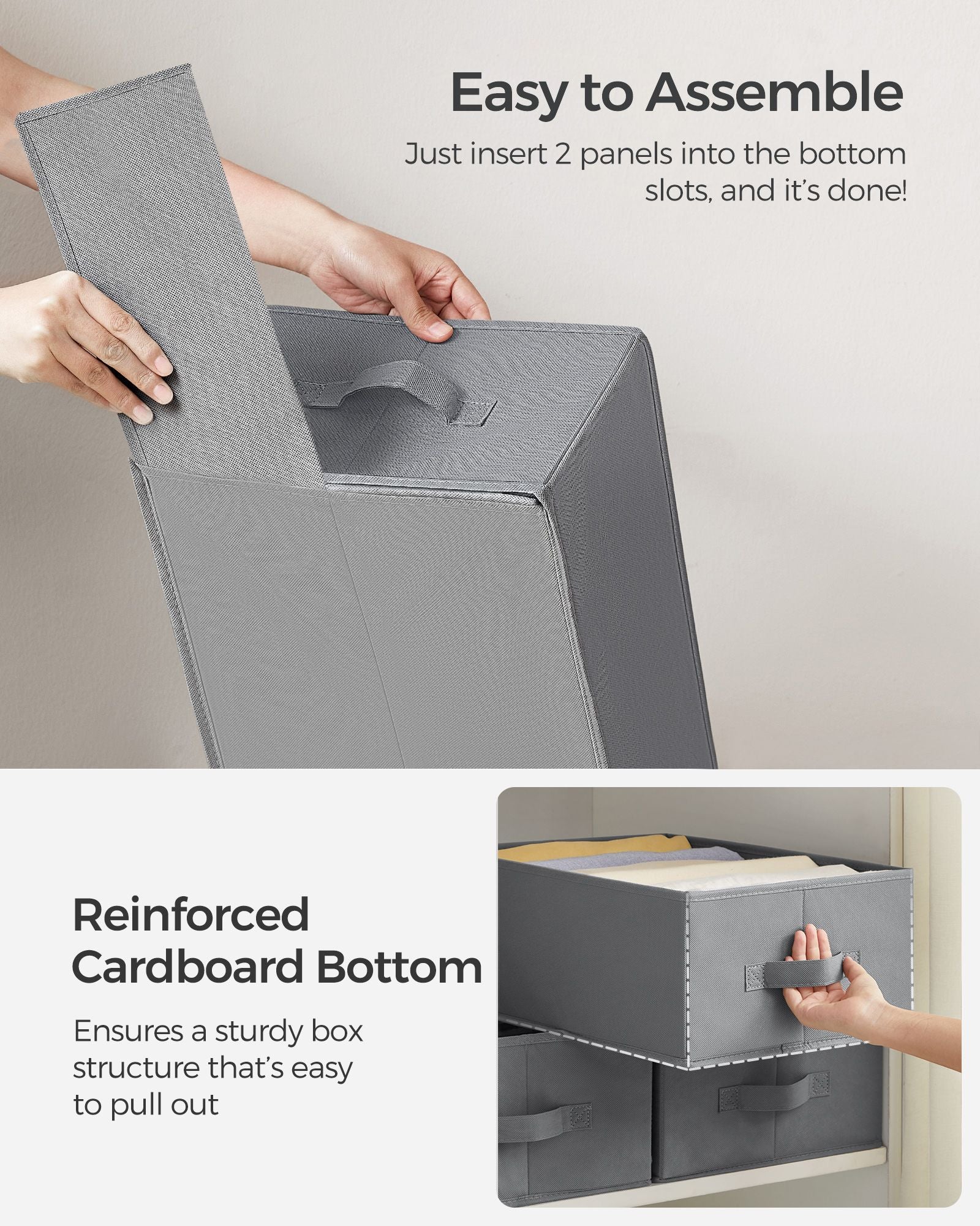 Drawer Organisers - Set of 4, 6-Compartment - Fabric - Dove Grey - Foldable Design for Convenience