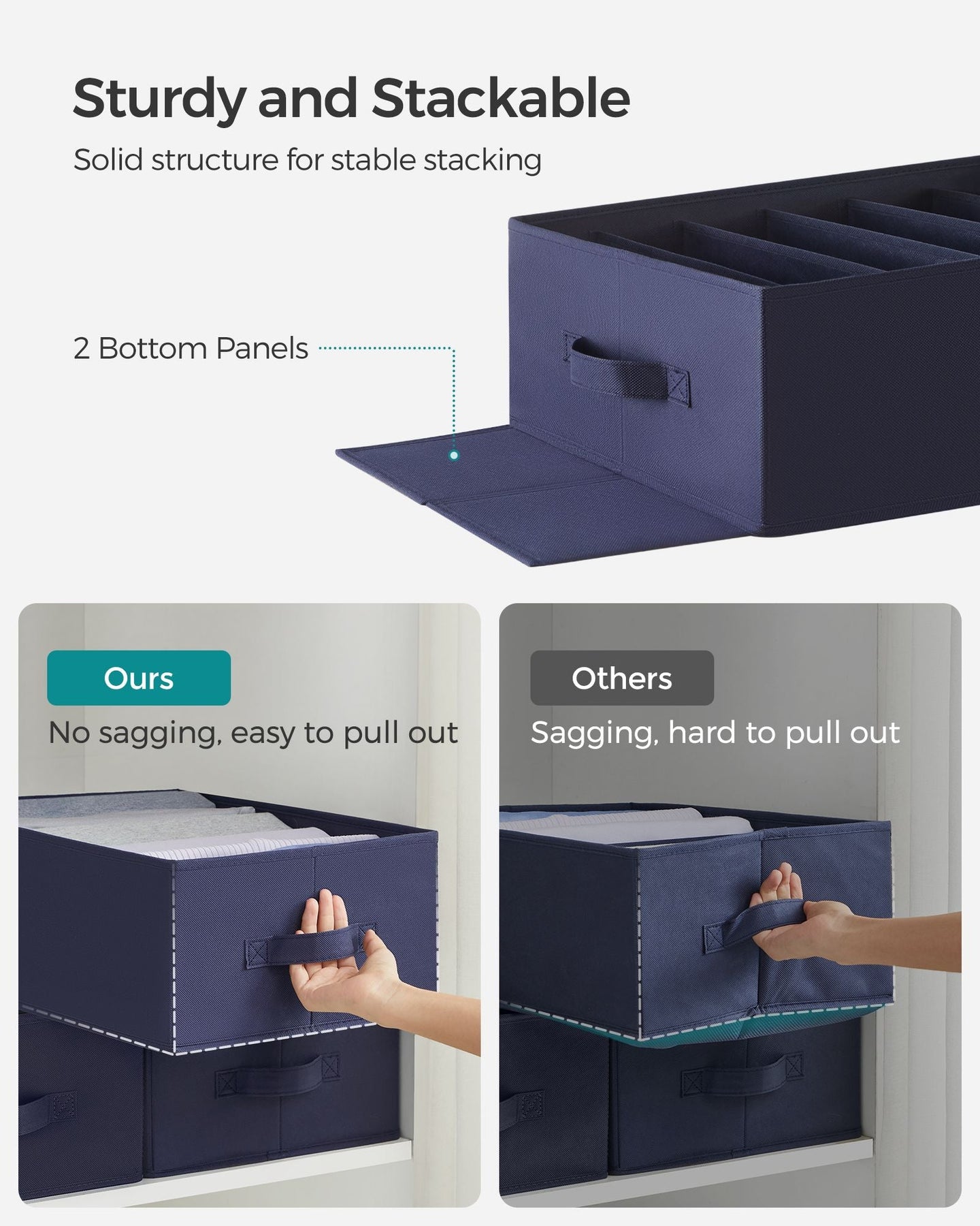 Drawer Organisers - Fabric - Charcoal Blue - Set of 2