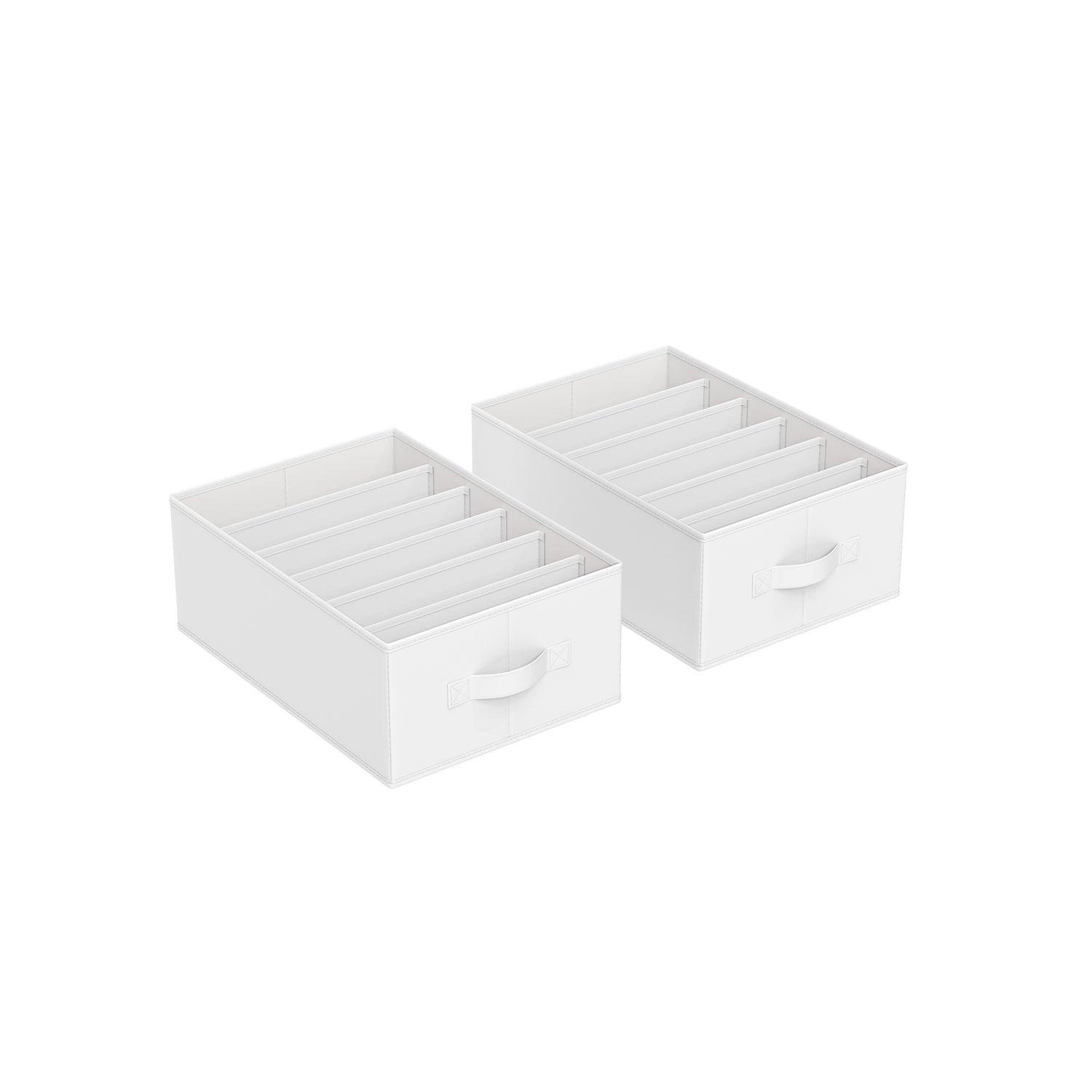 Drawer Organisers - Fabric - Classic White - Set of 2 with 6 Compartments