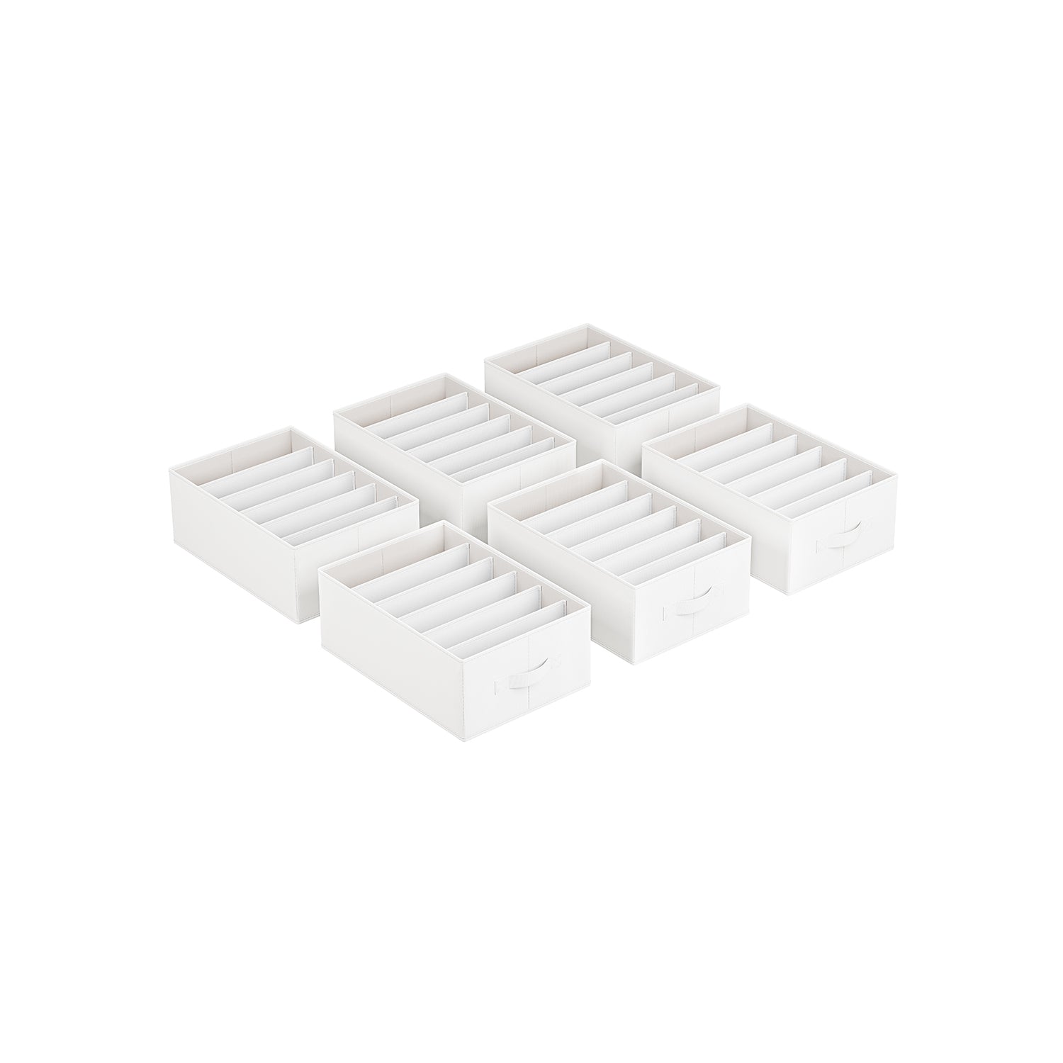 Set of 6 Drawer Organisers - 6 Compartments - Fabric - Cloud White