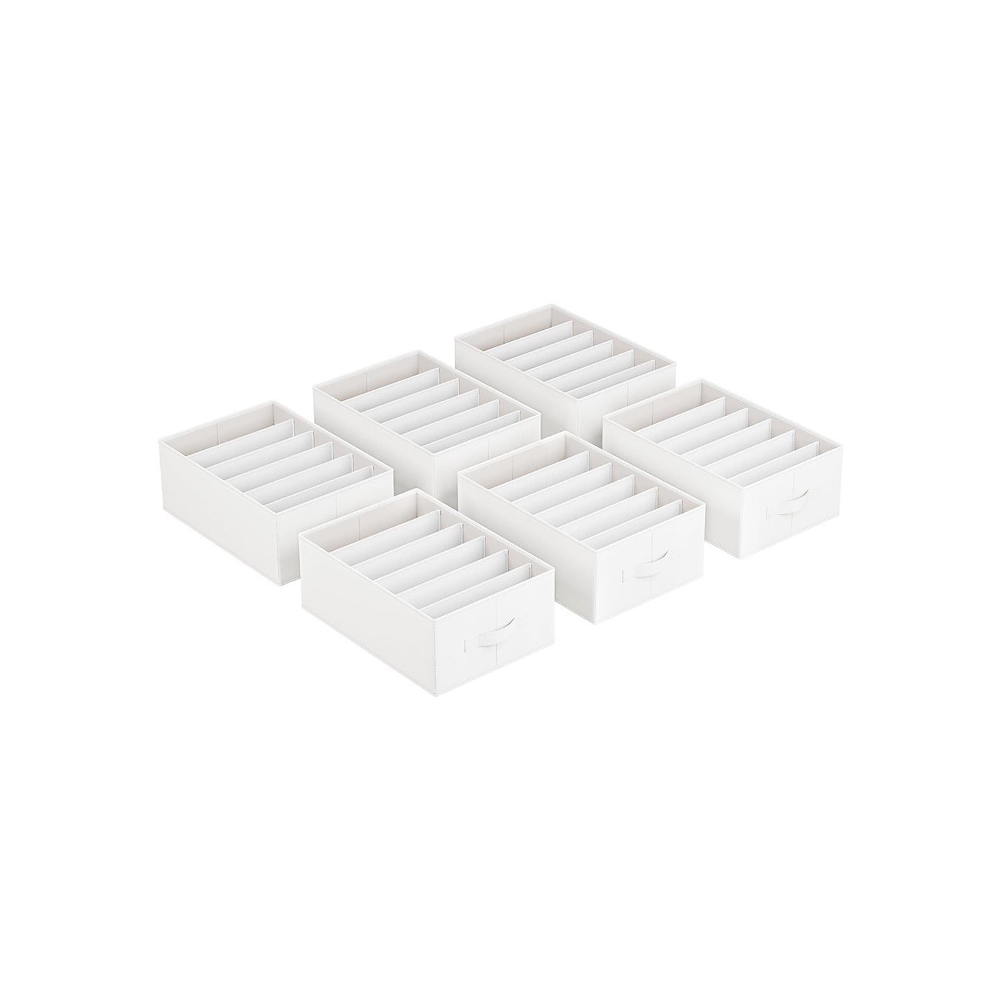 Set of 6 Drawer Organisers - 6 Compartments - Fabric - Cloud White