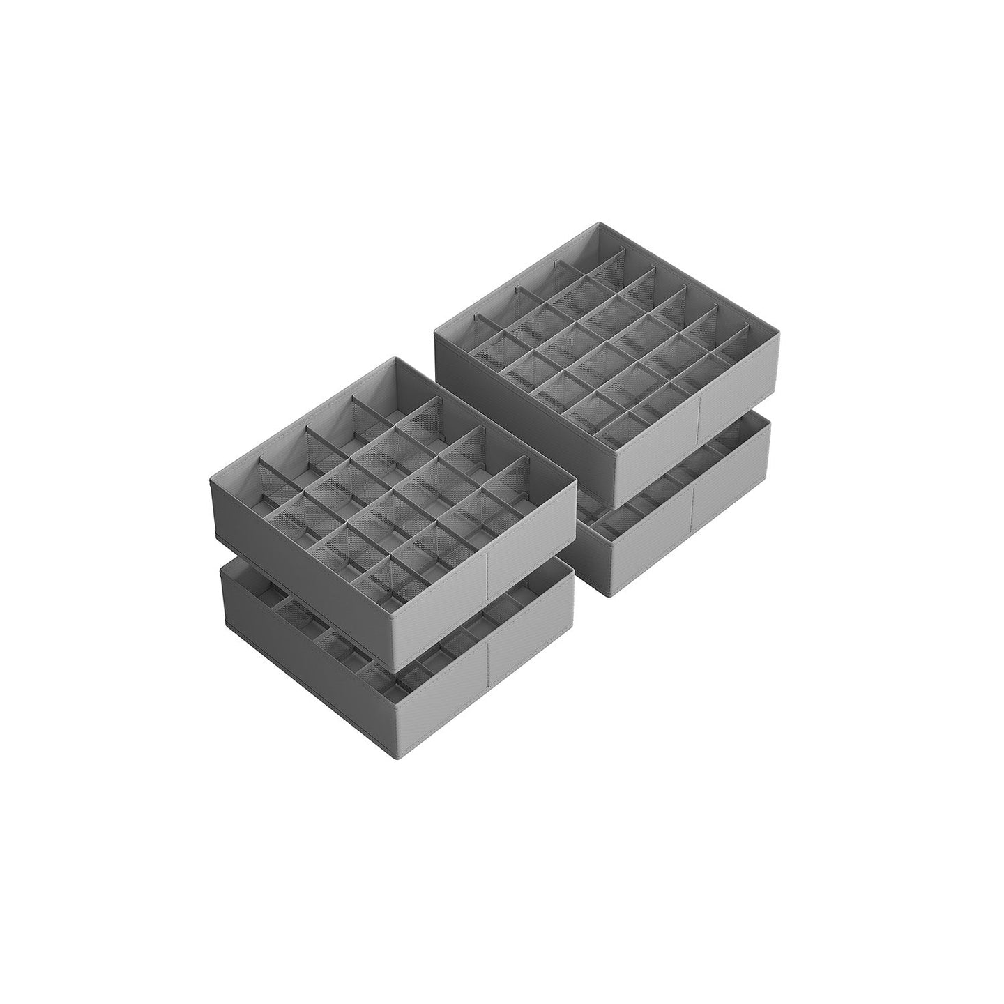 Drawer Organisers Set - Fabric - Dove Grey - 80 Compartments