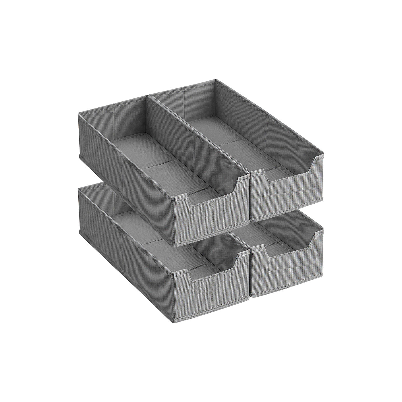 Set of Foldable Drawer Organisers - Fabric - Dove Grey - Includes Dividers