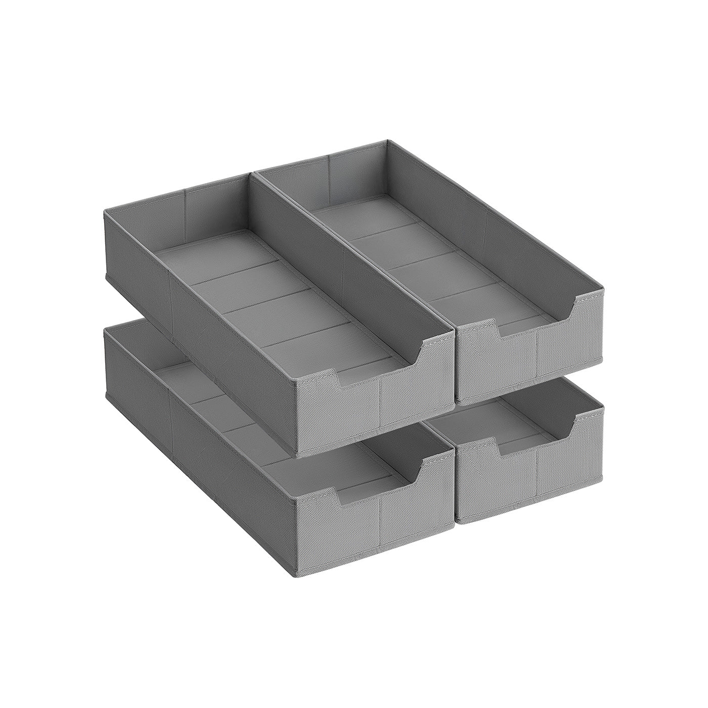 Set of Foldable Drawer Organisers - Fabric - Dove Grey - Includes Dividers
