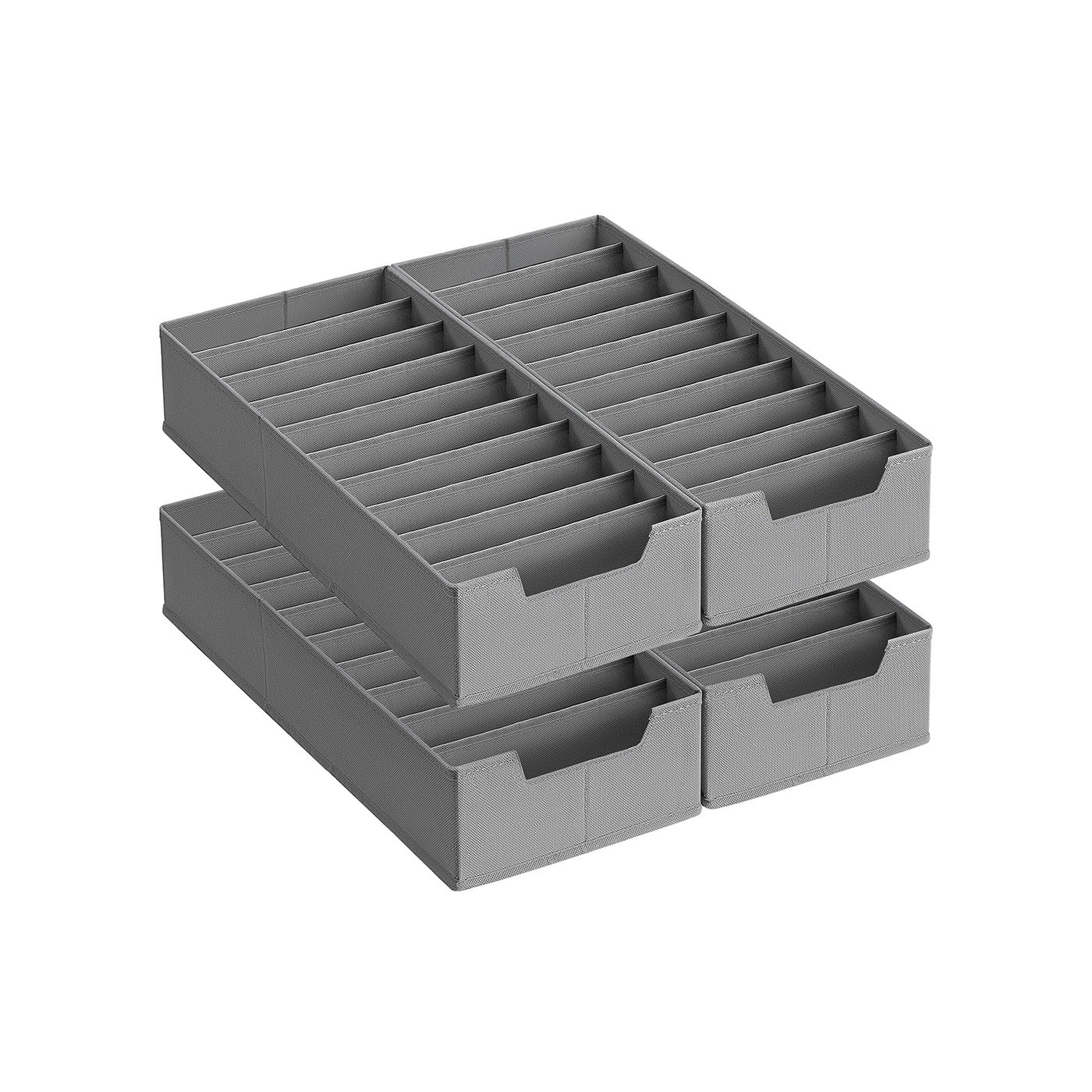 Set of Foldable Drawer Organisers - Fabric - Dove Grey - Includes Dividers