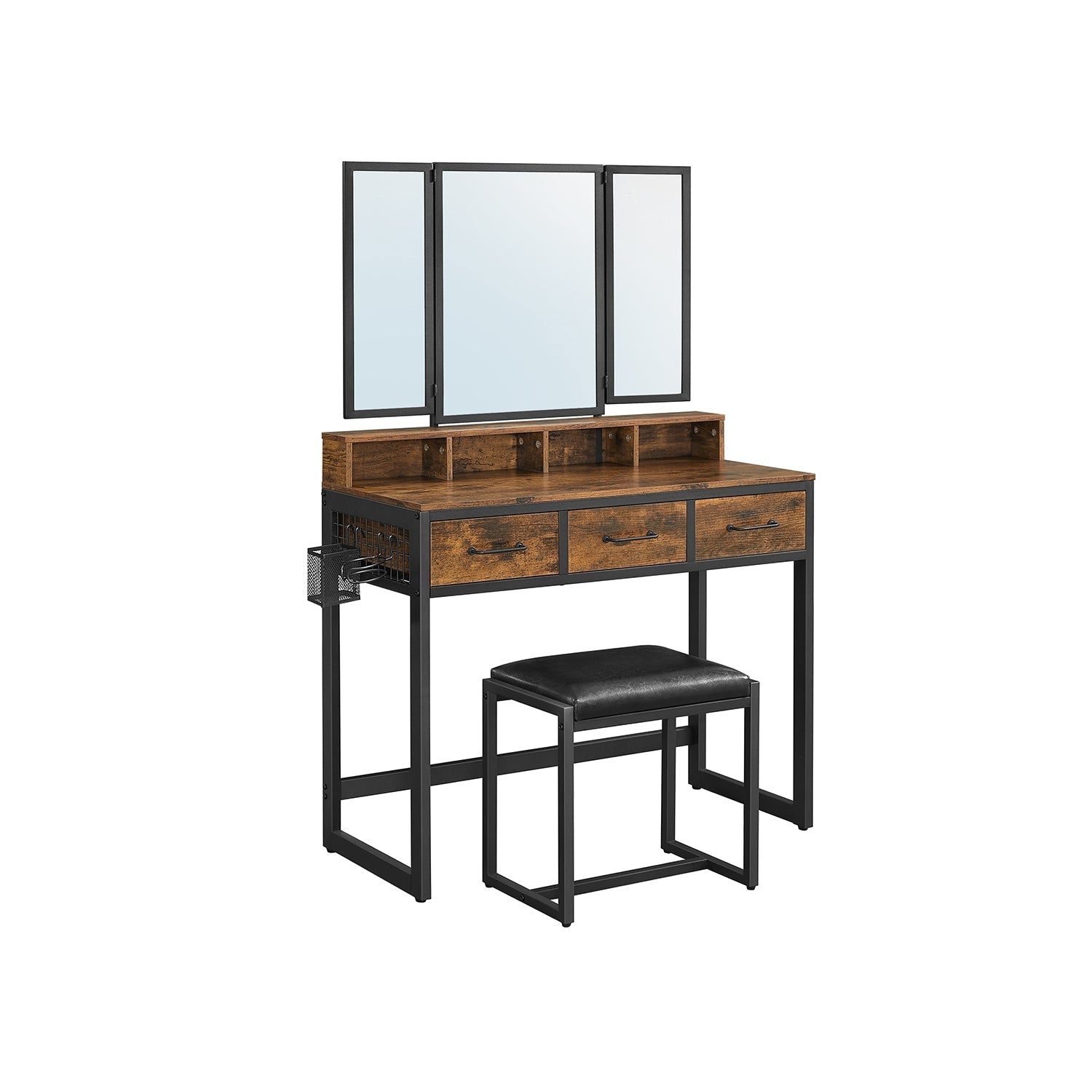 Dressing Table - Wood - Tri-Fold Mirror