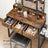 Dressing Table - Wood - Tri-Fold Mirror with 3 Drawers and Hair Dryer Holder