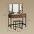 Dressing Table Set - Steel Frame - Rustic Brown and Black - Triple Fold Mirror with 3 Drawers