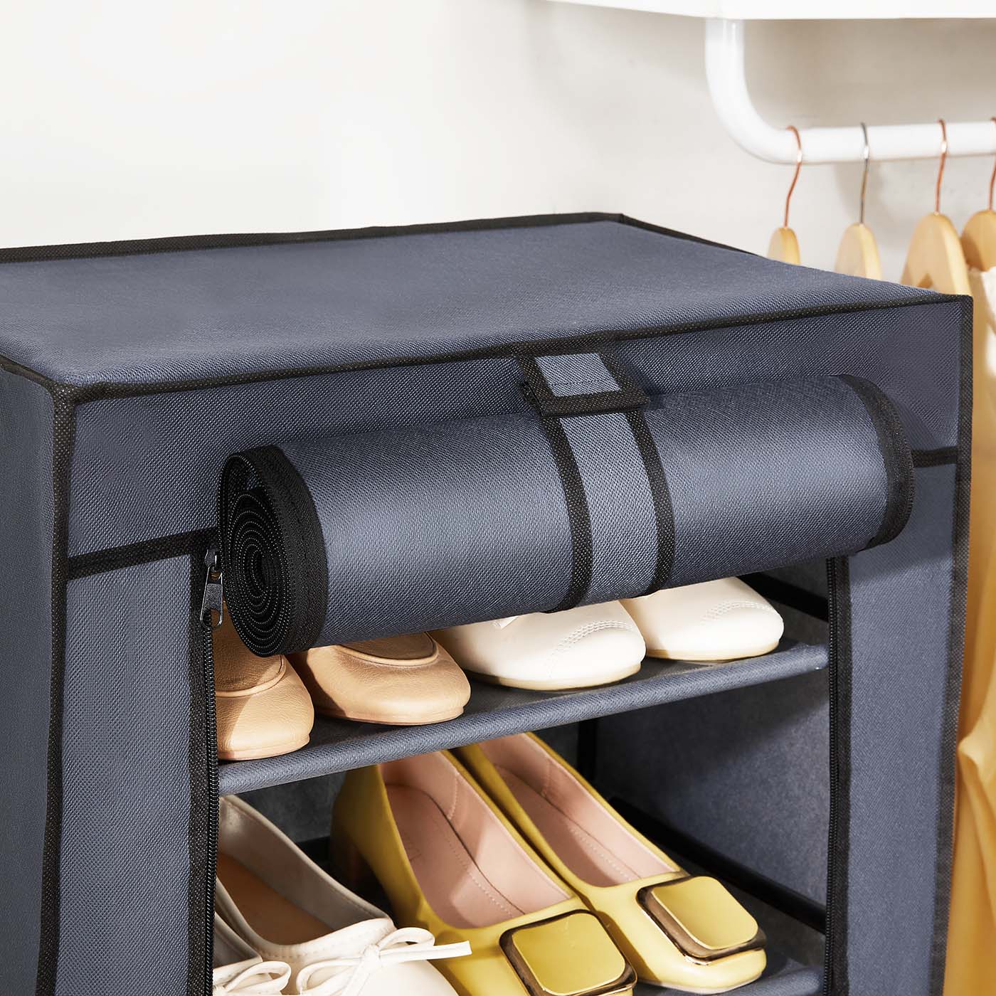 7-Tier Shoe Organiser - Non-Woven Fabric - Grey - Dustproof Design