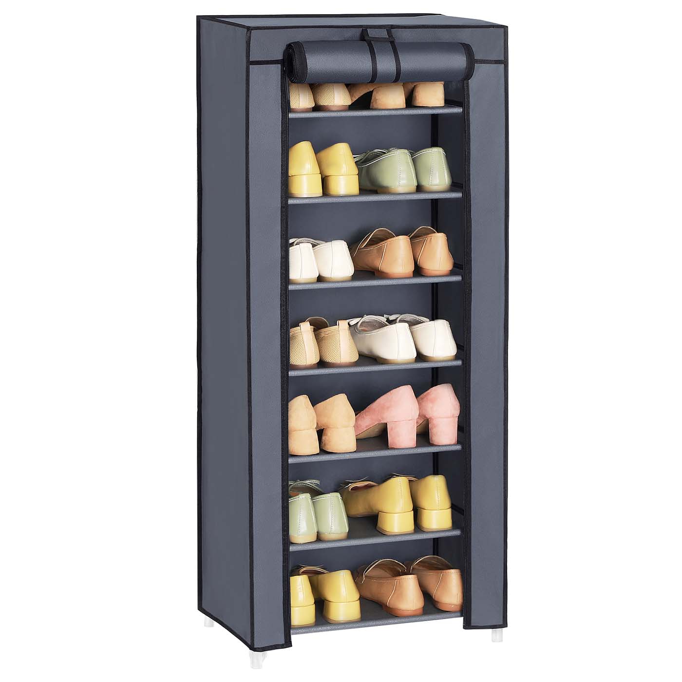 7-Tier Shoe Organiser - Non-Woven Fabric - Grey - Dustproof Design