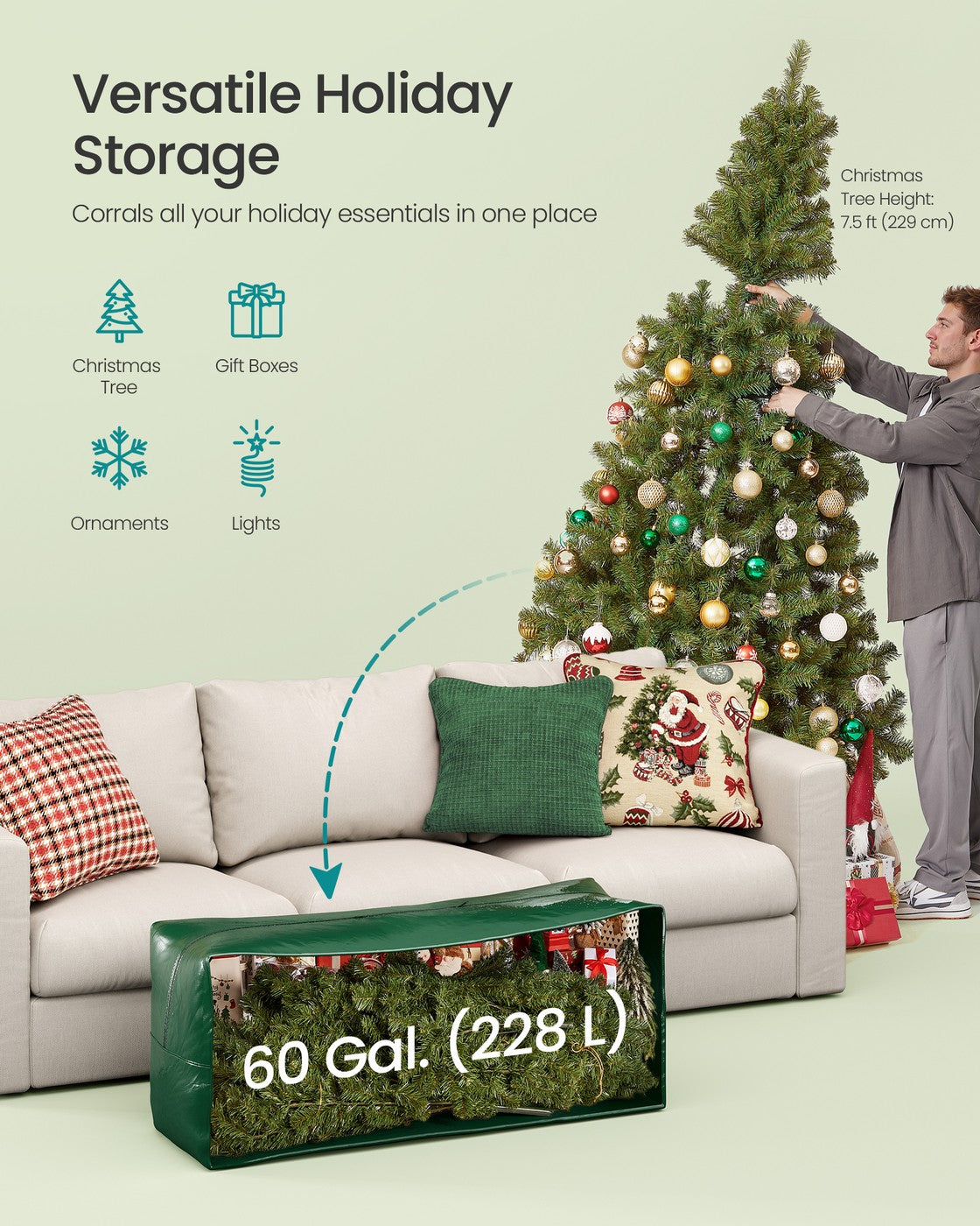 Artificial Tree Storage Bag - Red - Tear-Resistant PE