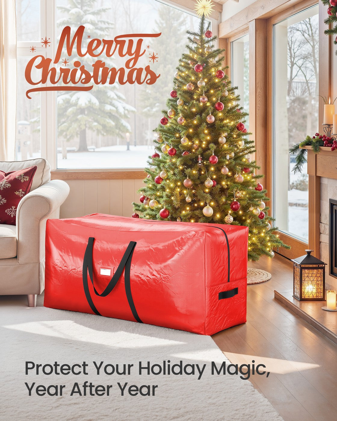 Artificial Tree Storage Bag - Red - Tear-Resistant PE