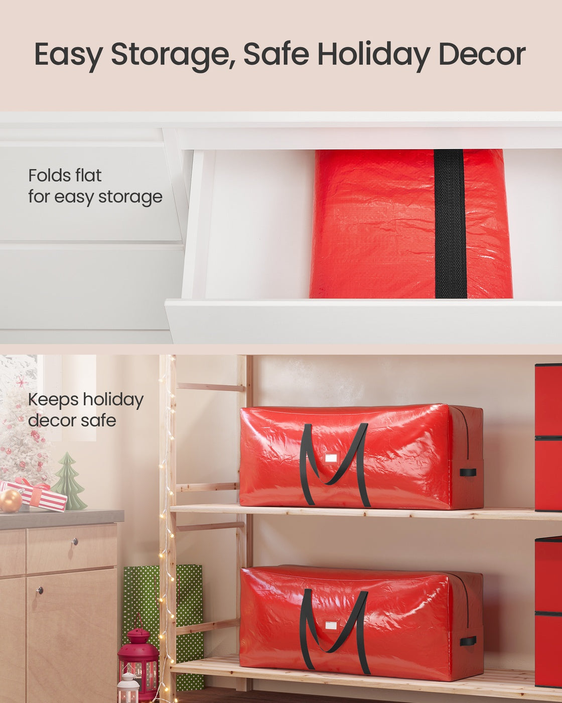 Artificial Tree Storage Bag - Red - Tear-Resistant PE