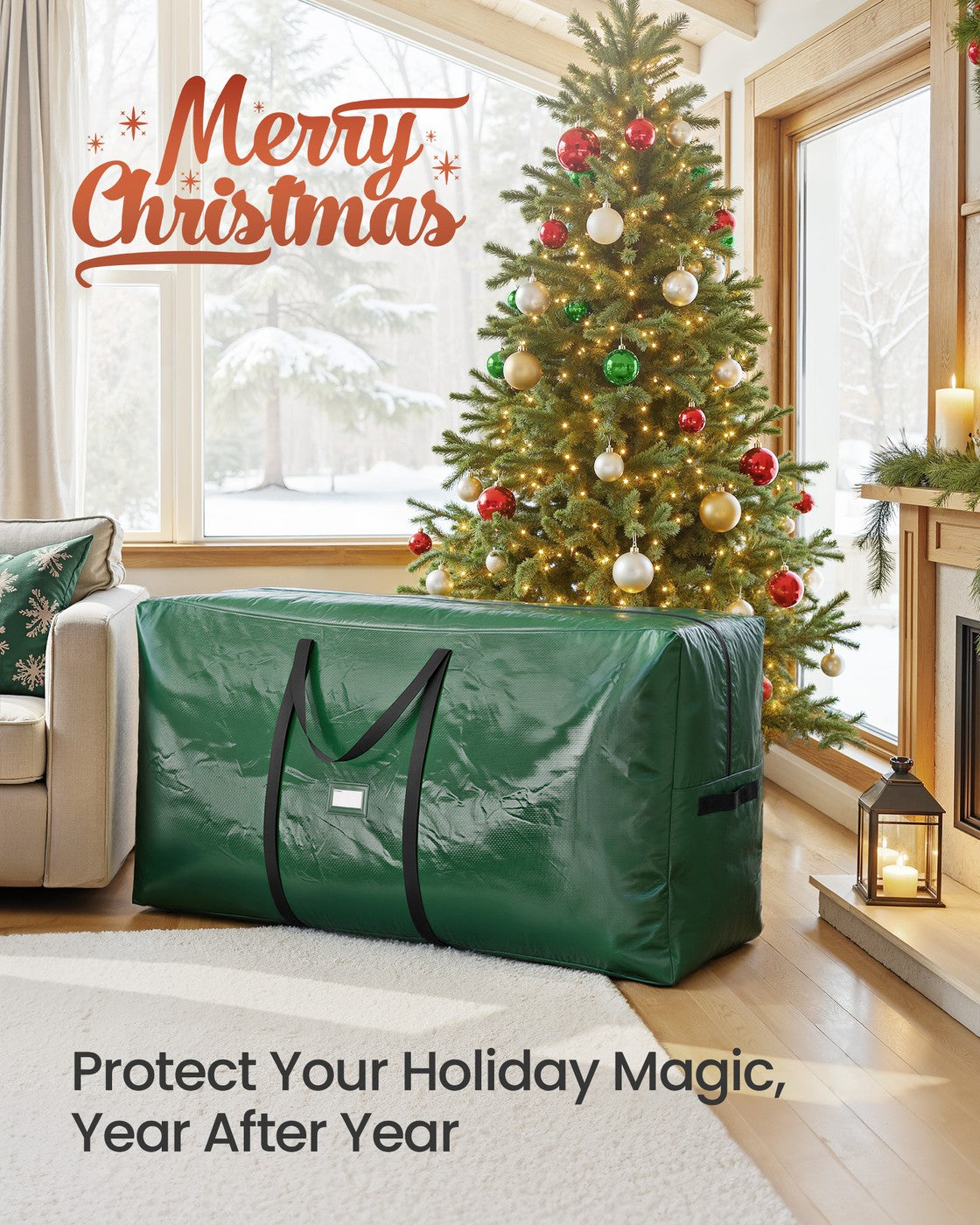 Artificial Tree Storage Bag - Red - Tear-Resistant PE