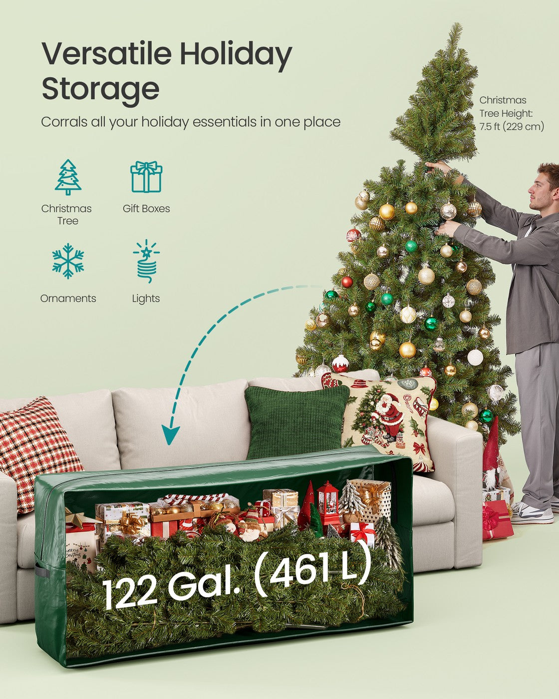 Artificial Tree Storage Bag - Red - Tear-Resistant PE