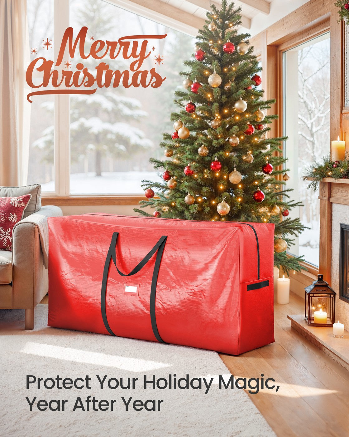 Artificial Tree Storage Bag - Red - Tear-Resistant PE