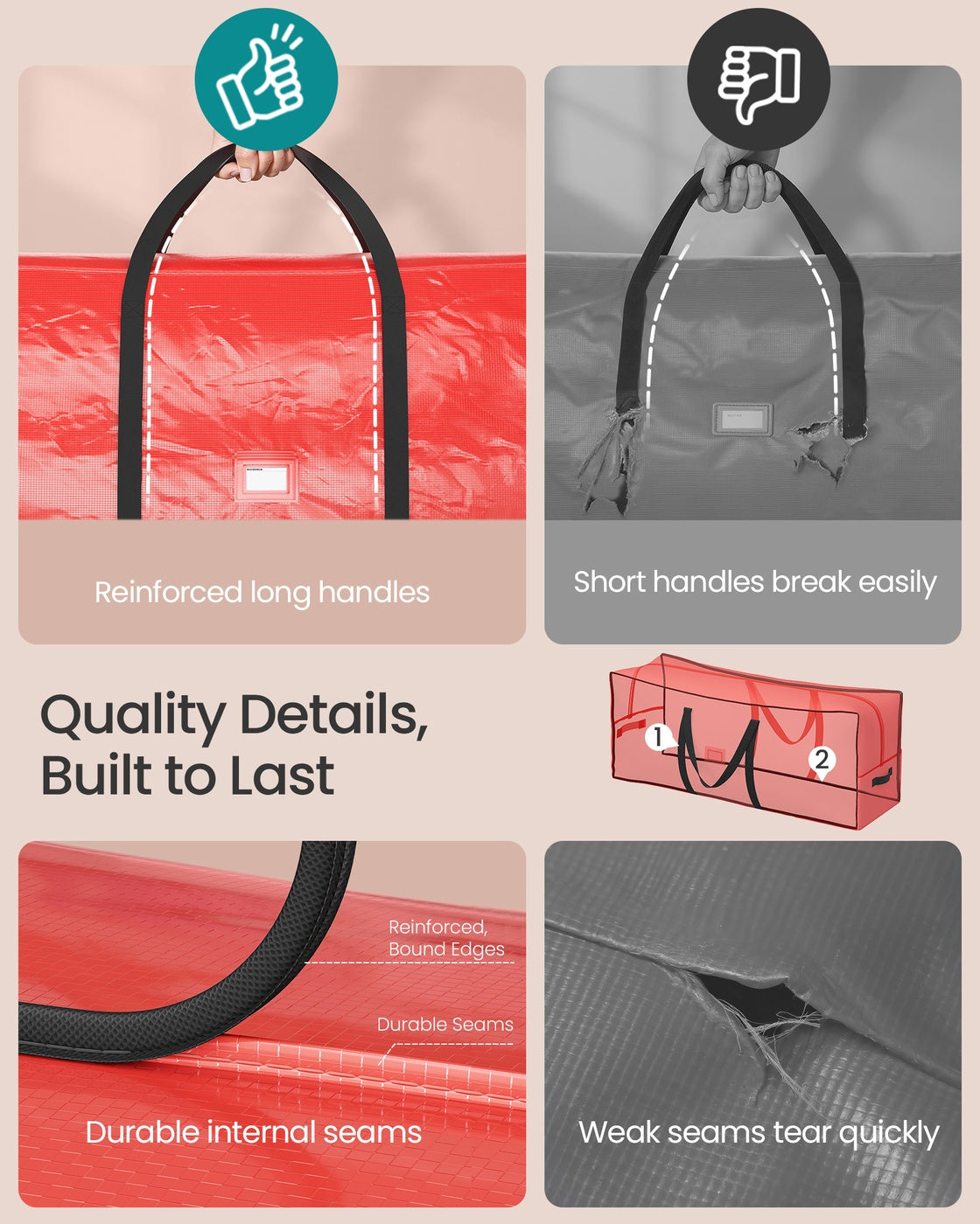Artificial Tree Storage Bag - Red - Tear-Resistant PE