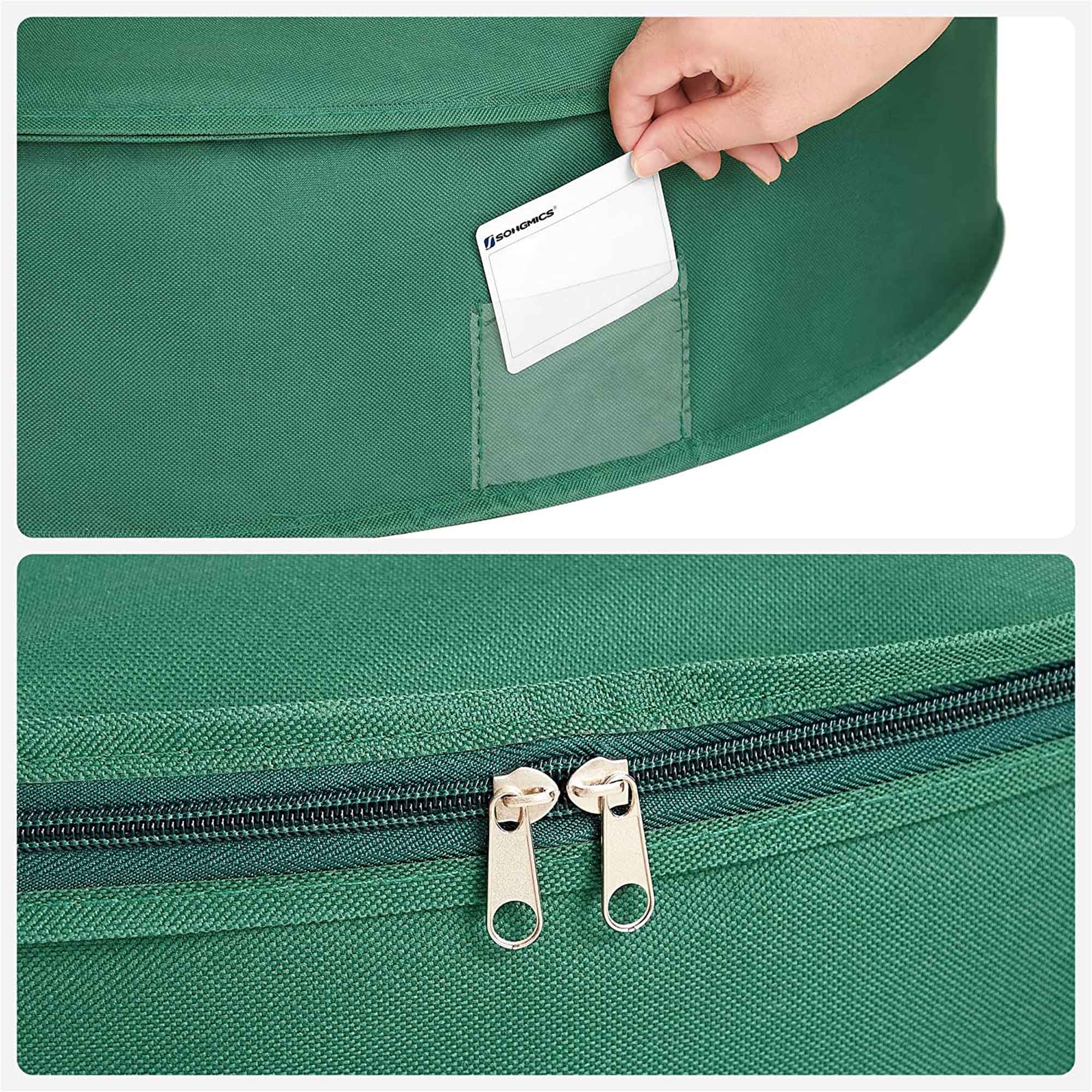 Set of 2 Wreath Storage Bags - Fabric - Green - Dustproof with Divider and Pocket